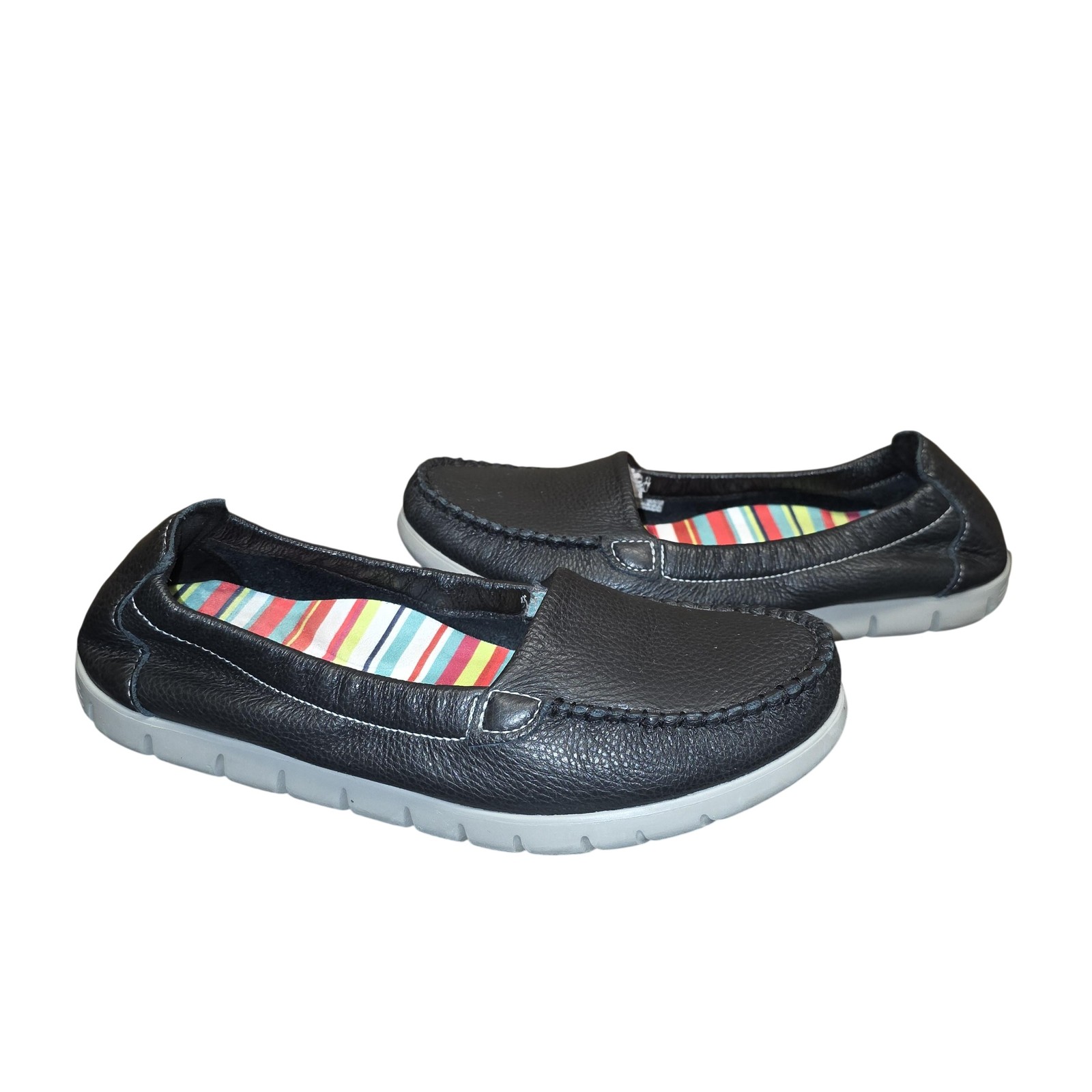 SAS Shoes Womens Size 6.5 W Black Leather Slip On Loafers Comfort Walking Casual