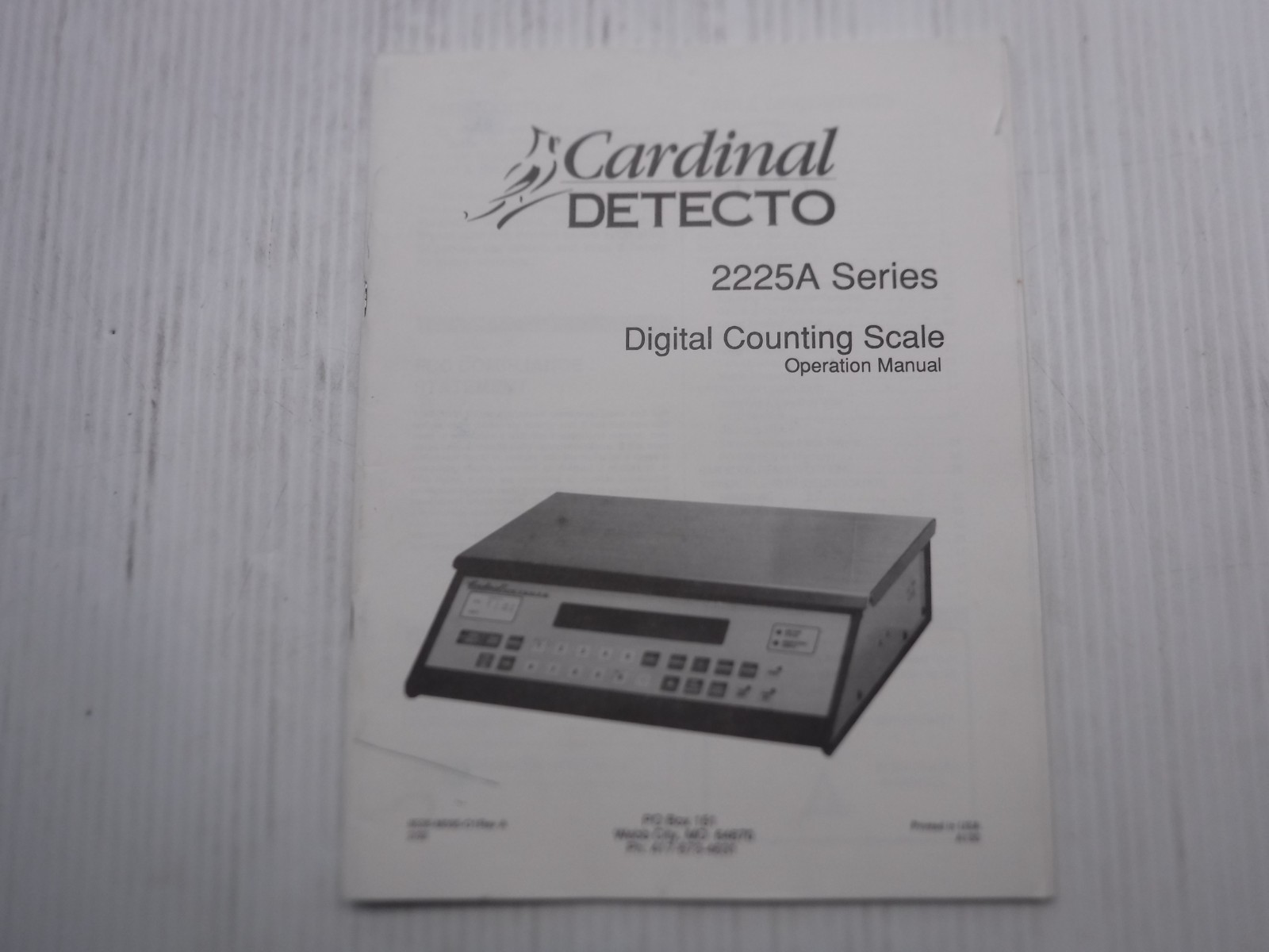 Cardinal Detecto 2225A Series Digital Counting Scale Manual 8526-M095-01 Rev A