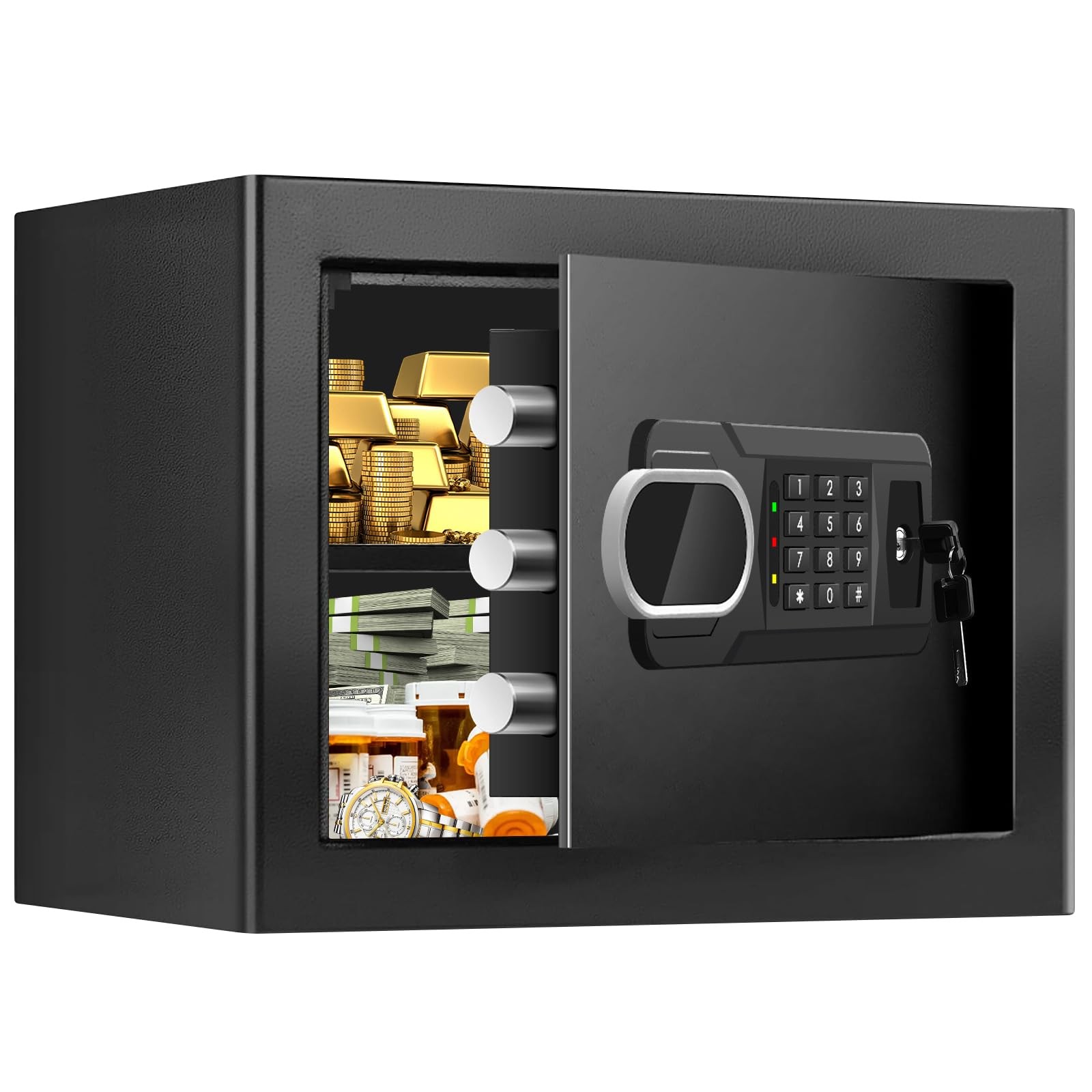 1.3 Cubic Feet Small Fire Safe Box for Home, Fireproof Safety Lock Box with D...