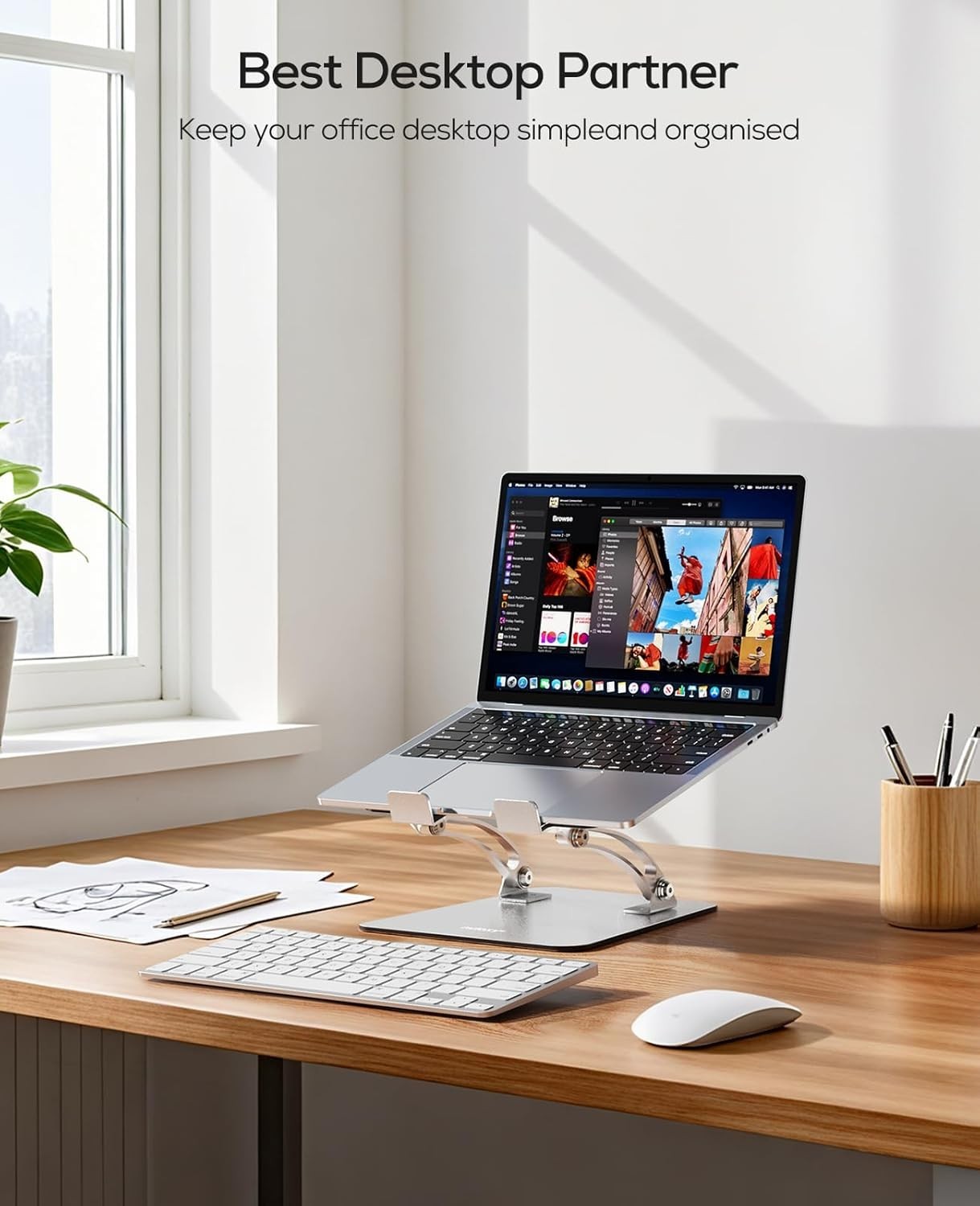 Ergonomic Adjustable Laptop Stand for Desk, Dual Foldable Computer Riser with...