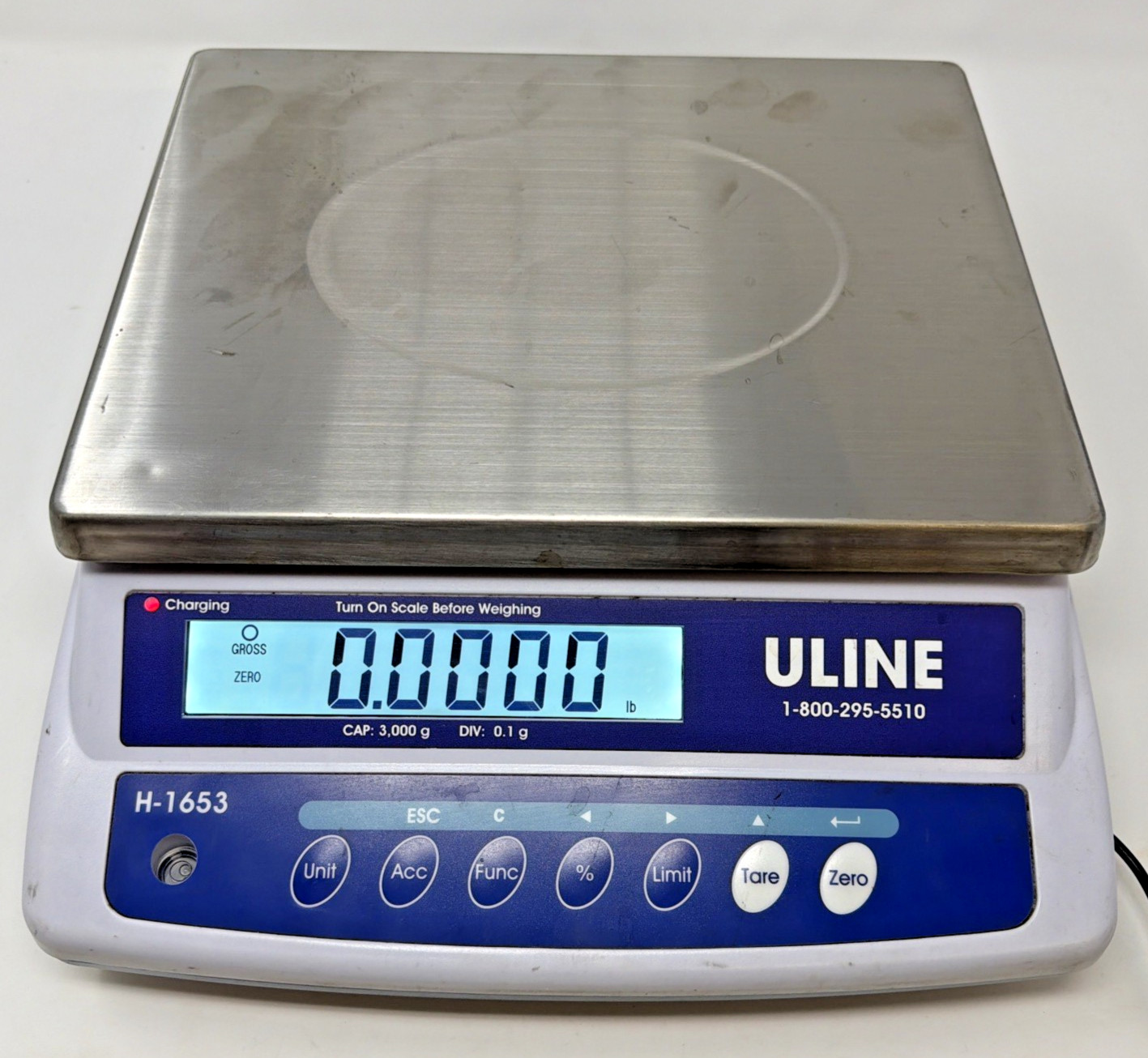 Uline H-1653 Easy-Count Digital Counting Scale 3000g x 0.1g w/ Power Adapter