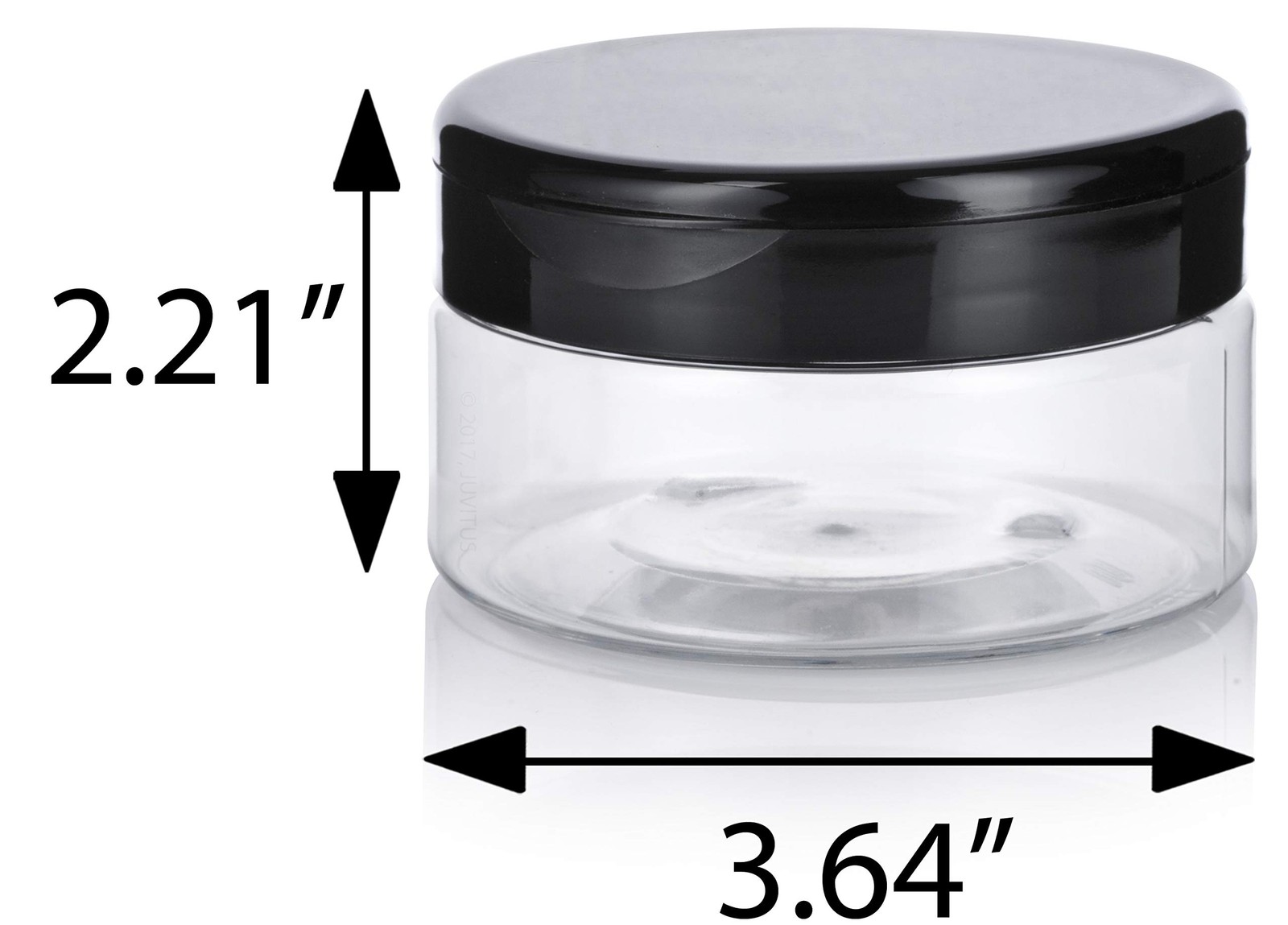 6 PCS 8 Oz Clear PET Plastic Refillable Low Profile Jar With Black Flip Top