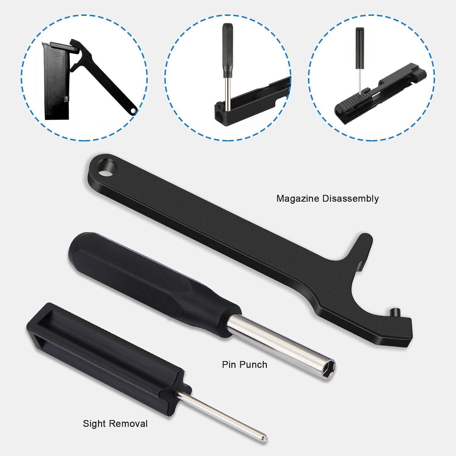 Glock Tool Kit 3pcs,with Front Sight Tool,magazine Disassembly Tool,pin Punch to