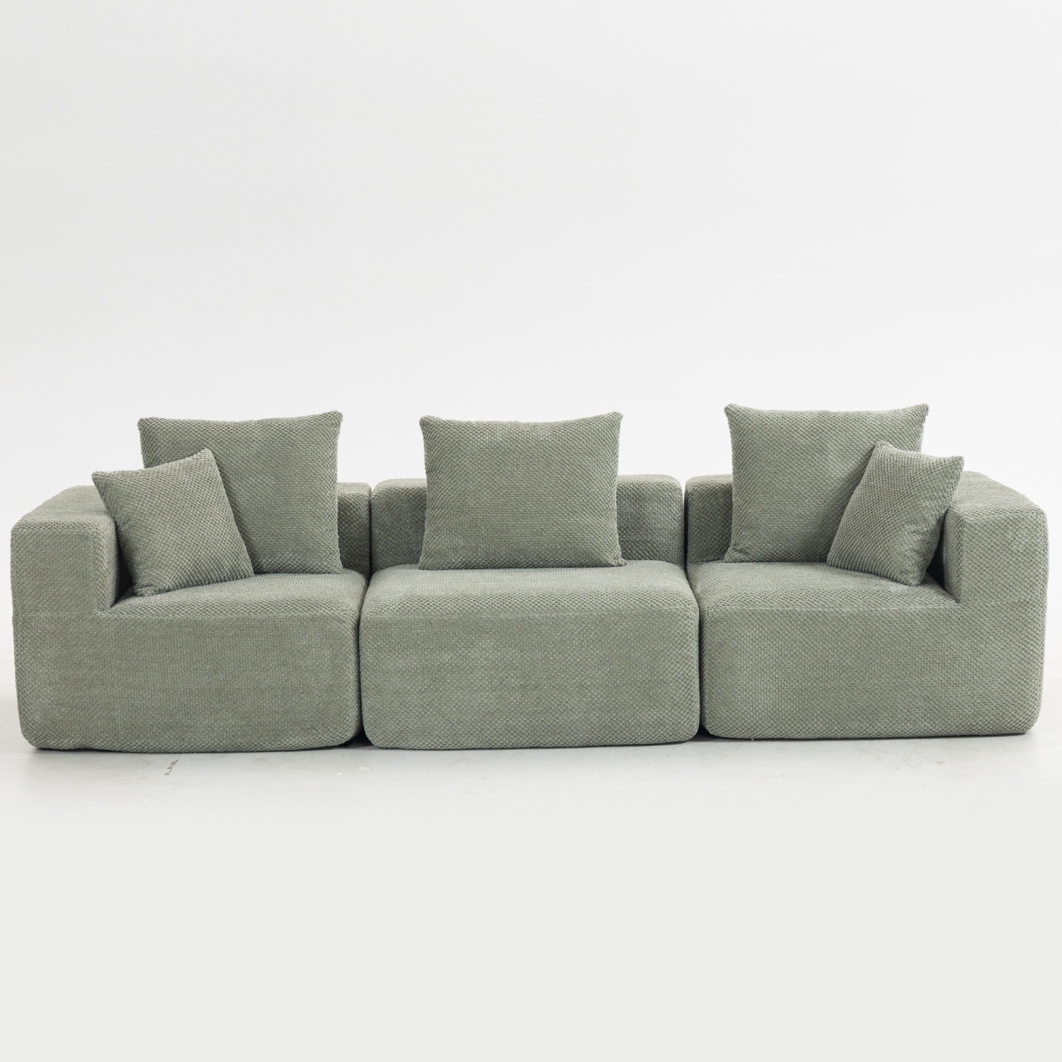 Modern Modular 3-Seat Sectional Sofa All-Foam Deep-Seat Couch for Small Spaces