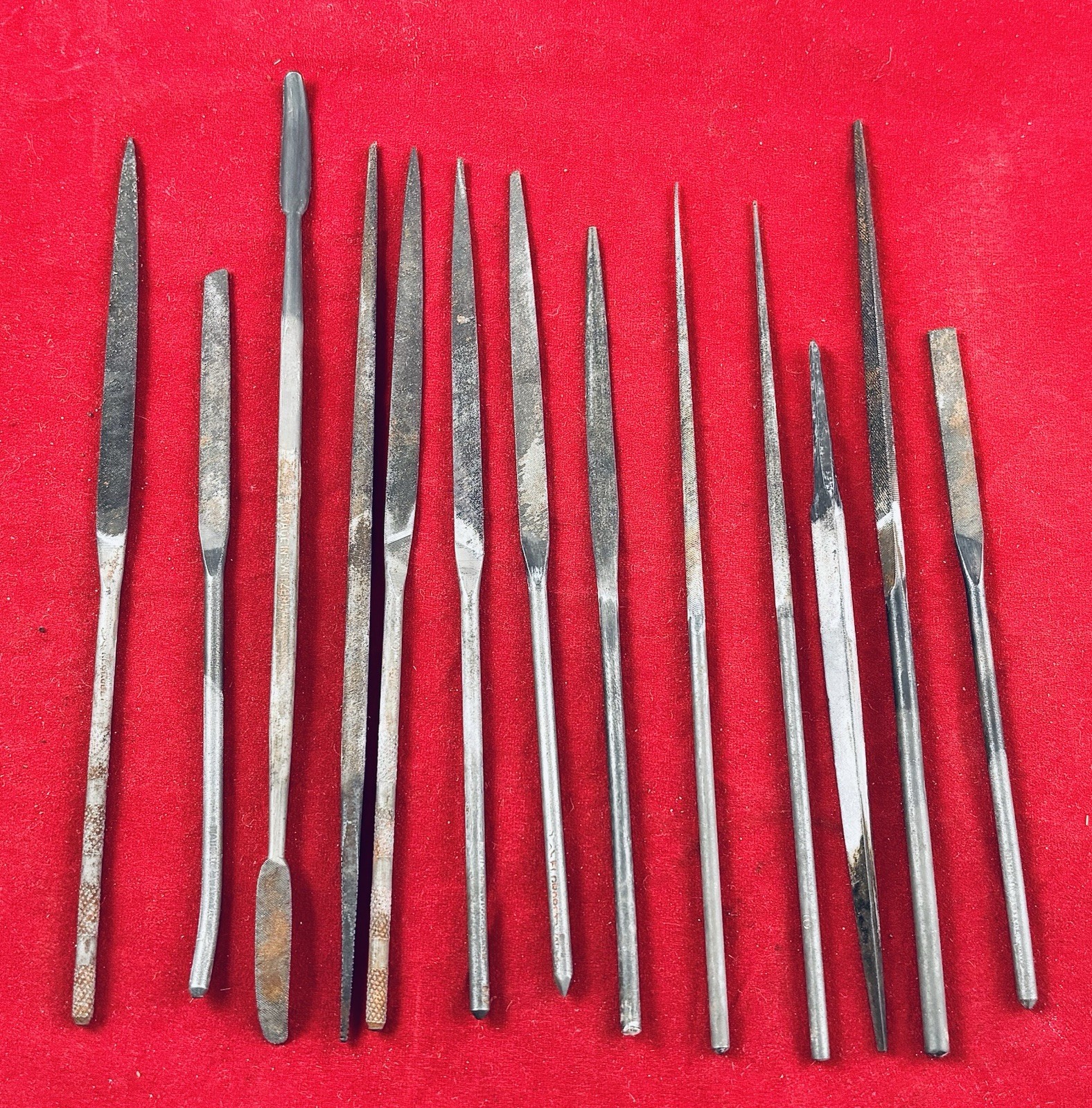 13 VINTAGE MISC. MACHINIST JEWELER’S WATCHMAKERS FLAT NEEDLE FILES SWISS GROBET