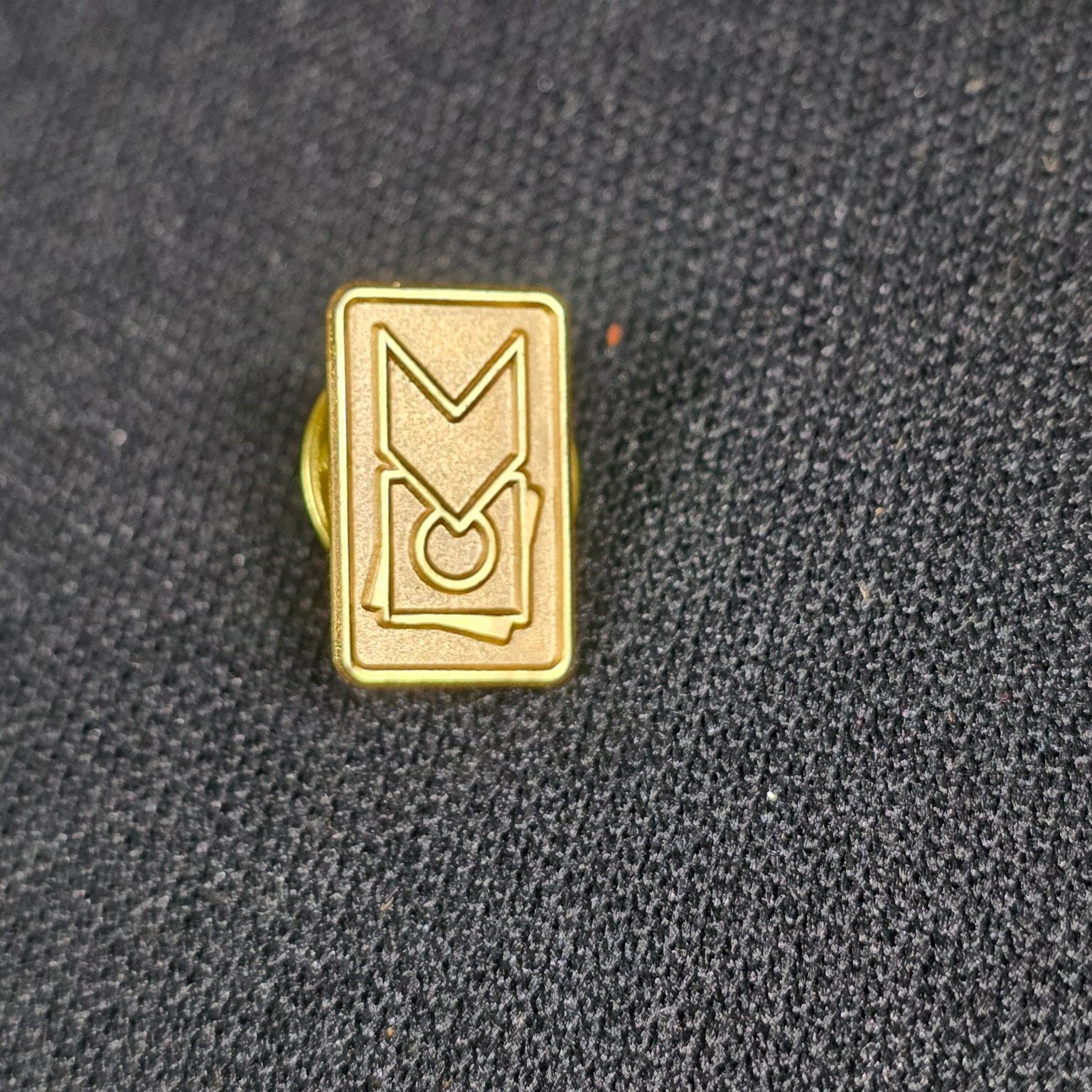 Vintage Gold Tone Metal Lapel Pin Stylized M Symbol Abstract