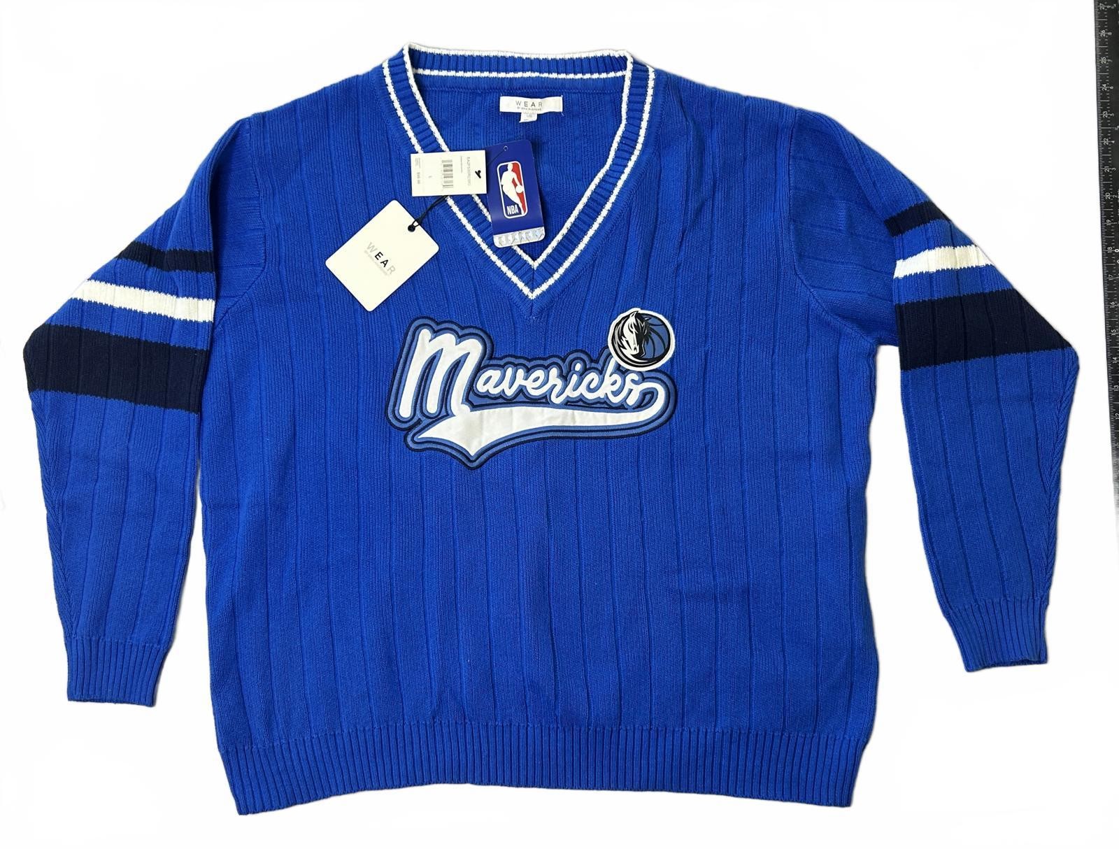 NBA Dallas Mavericks Blue V-Neck Sweater Womens Large NWT Basketball Texas