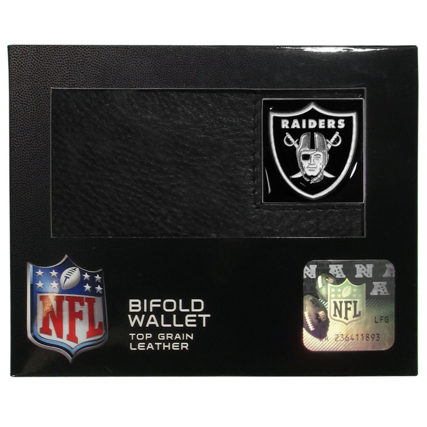 Las Vegas Raiders Leather Bi-fold Wallet Metal Team Logo Officially Licensed