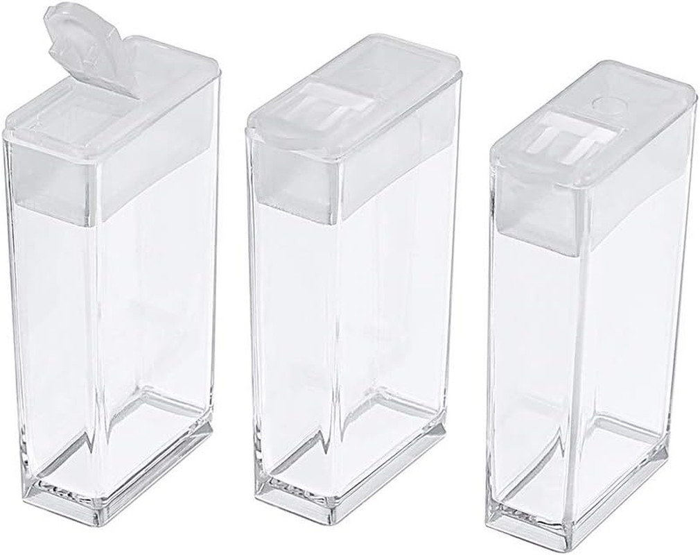 100 Pcs Plastic Flip Top Seed Bead Small Storage Containers 2x1 Rectangle Clear