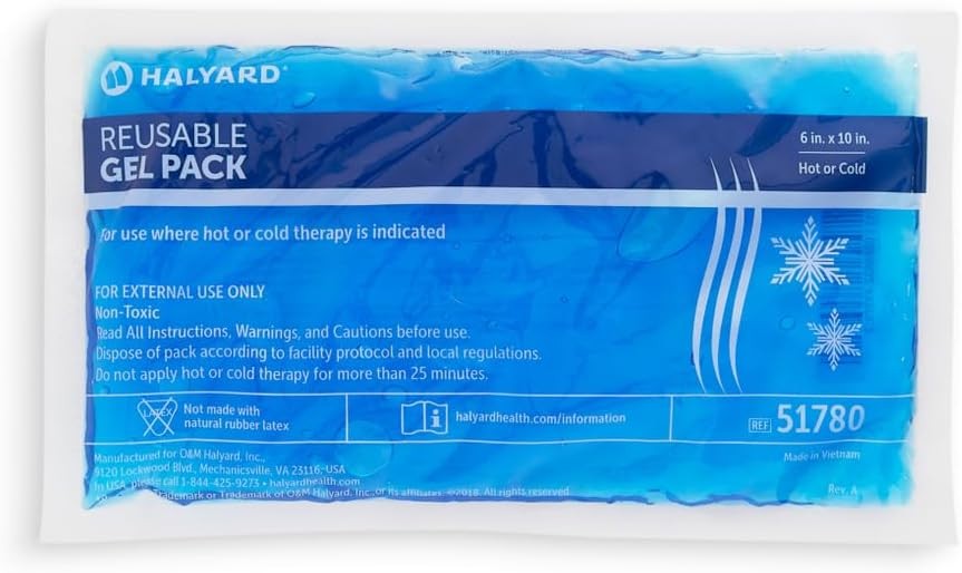 Halyard Reusable Flexible Gel Ice Pack 6"x10" Hot/Cold Packs Pain Relief 51780