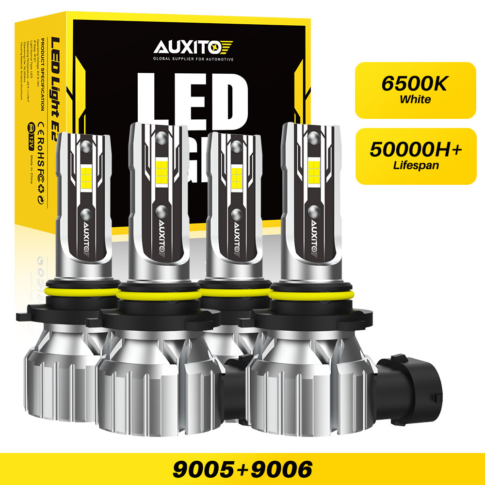 9005 9006 LED Headlight KIT Combo 4 Bulbs High Low Beam Super Bright White 6500K