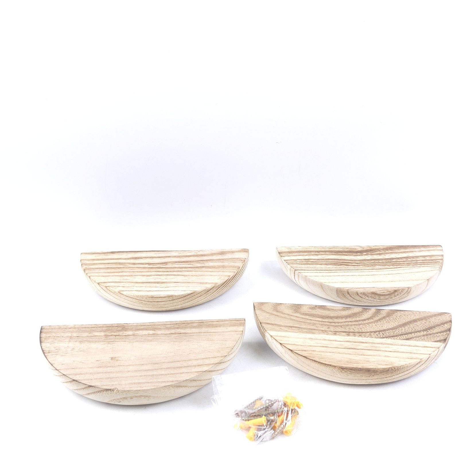 4 PACK Solid Wood Half Round Floating Wall Shelves | Elegant Floating