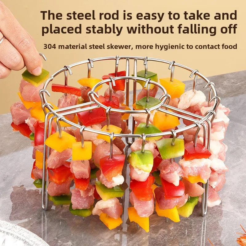 12/24/48 Skewers Air Fryer Stainless Steel Grill Vertical Skewer Hanging Oven Ke