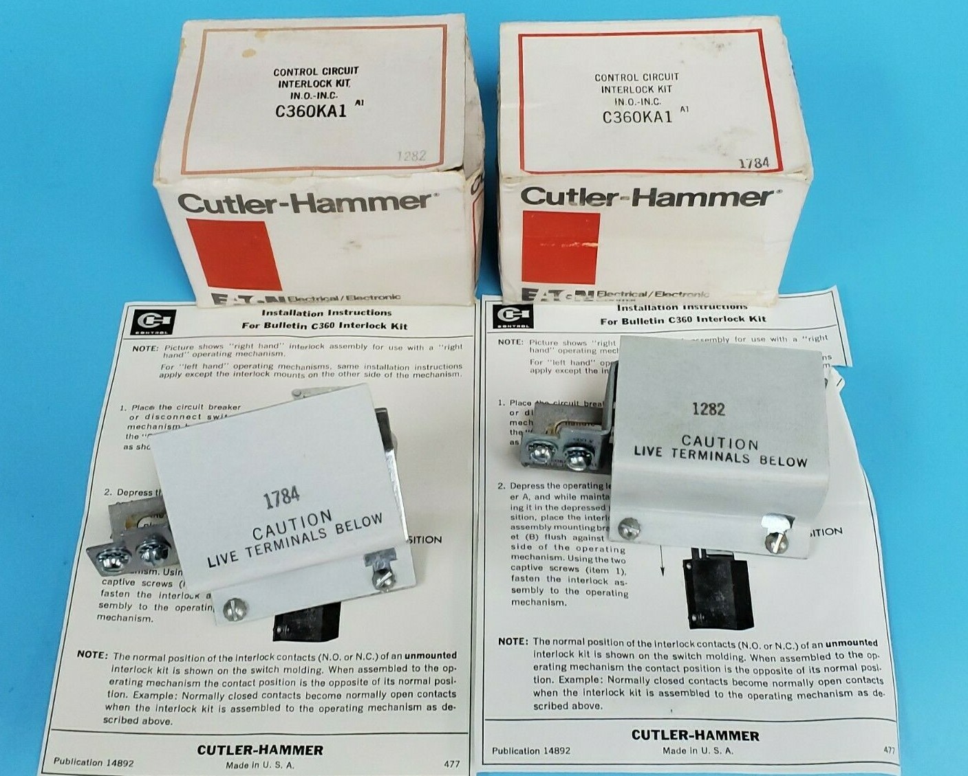 LOT OF 2 NIB EATON CUTLER-HAMMER C360KA1 INTERLOCK KITS 1NO/1NC SER. A1