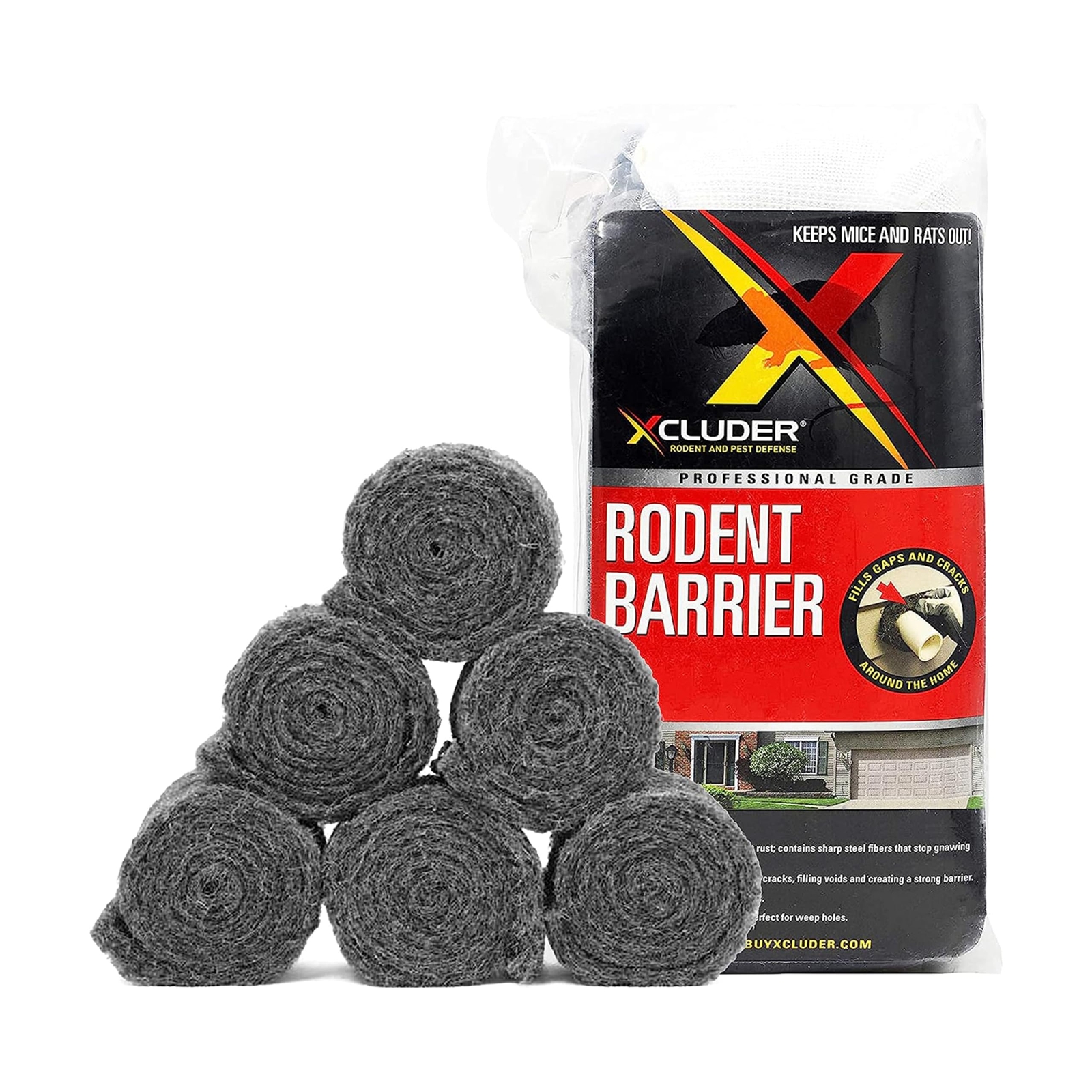 Xcluder Rodent Proof Fill Fabric 6 Rolls 4In X 5Ft Stainless Steel Wool Barrier