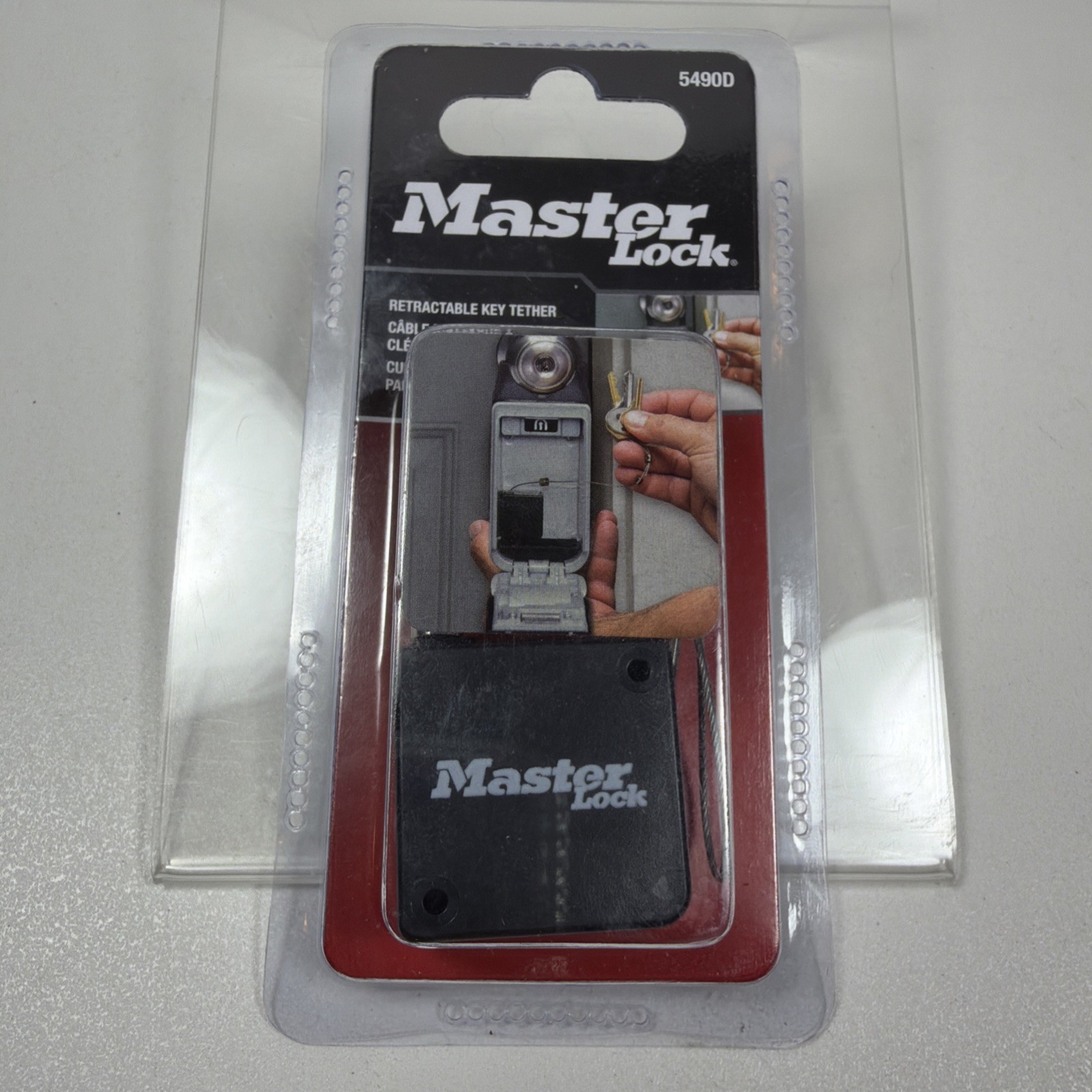Retractable Key Safe Tether, Master Lock 5490D, 36" Long, Black, Secure Acc