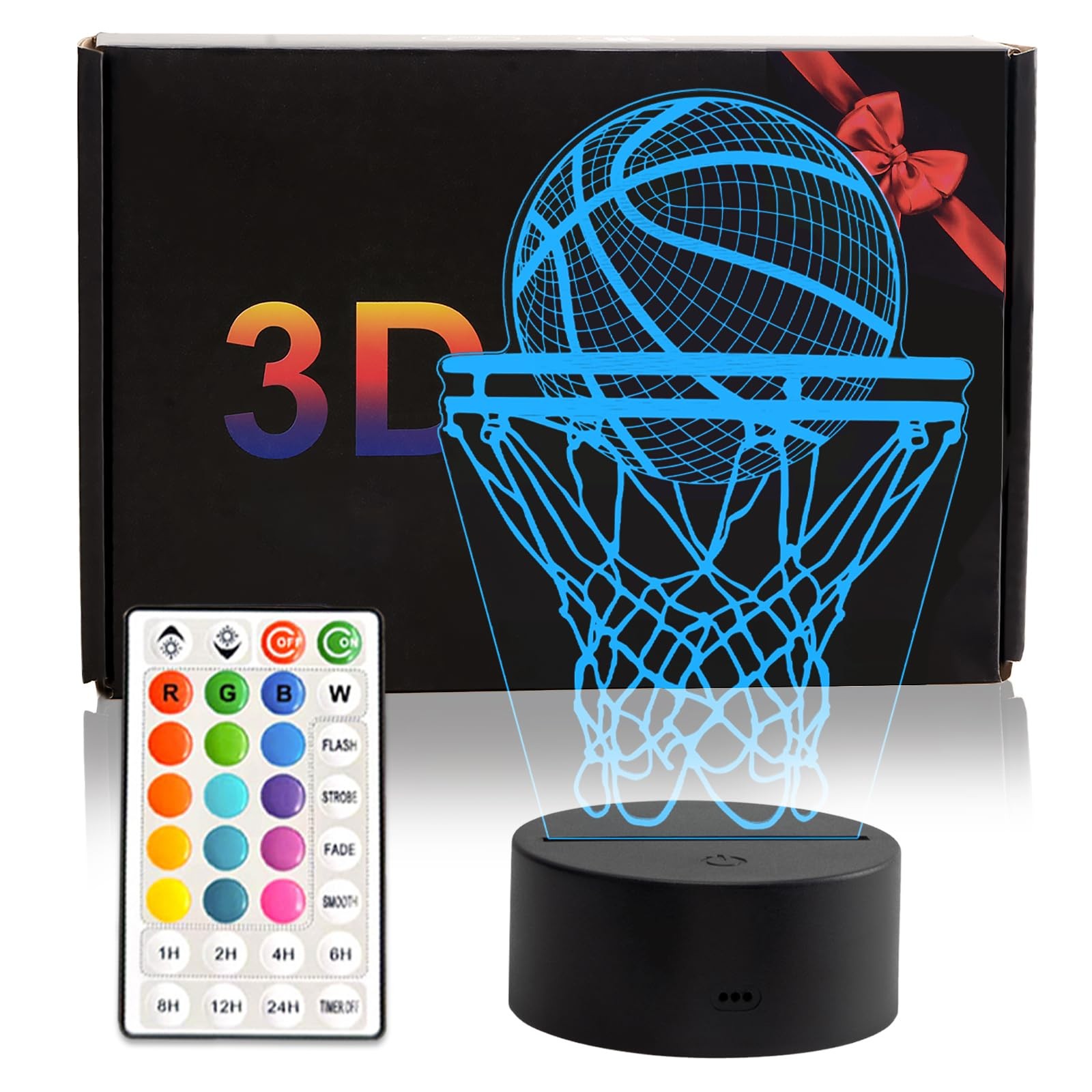 Basketball Night Light, 16 Color 3D LED Night Lamp for Boys - Basket Ball Lam...