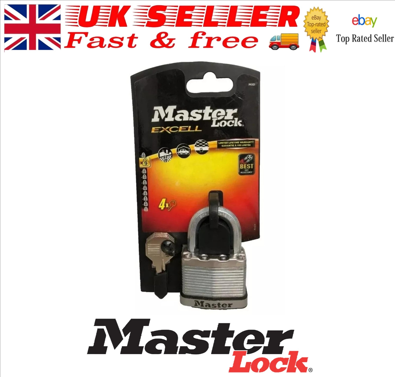 Master Lock M15EURDLF Excell Laminated Steel 50mm Padlock
