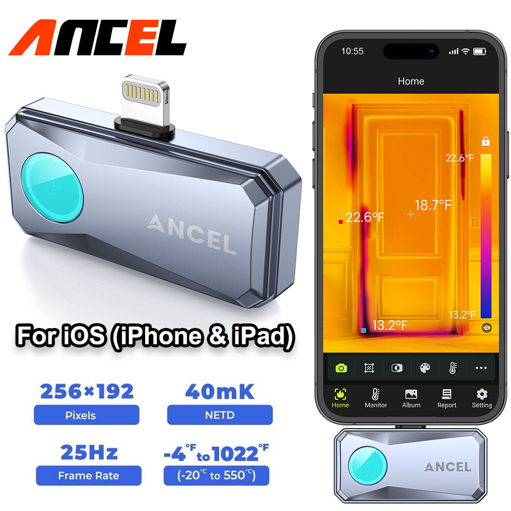 ANCEL 256x192 IR Thermal Imaging Camera for IOS Device 40mk Higher Sensitivity
