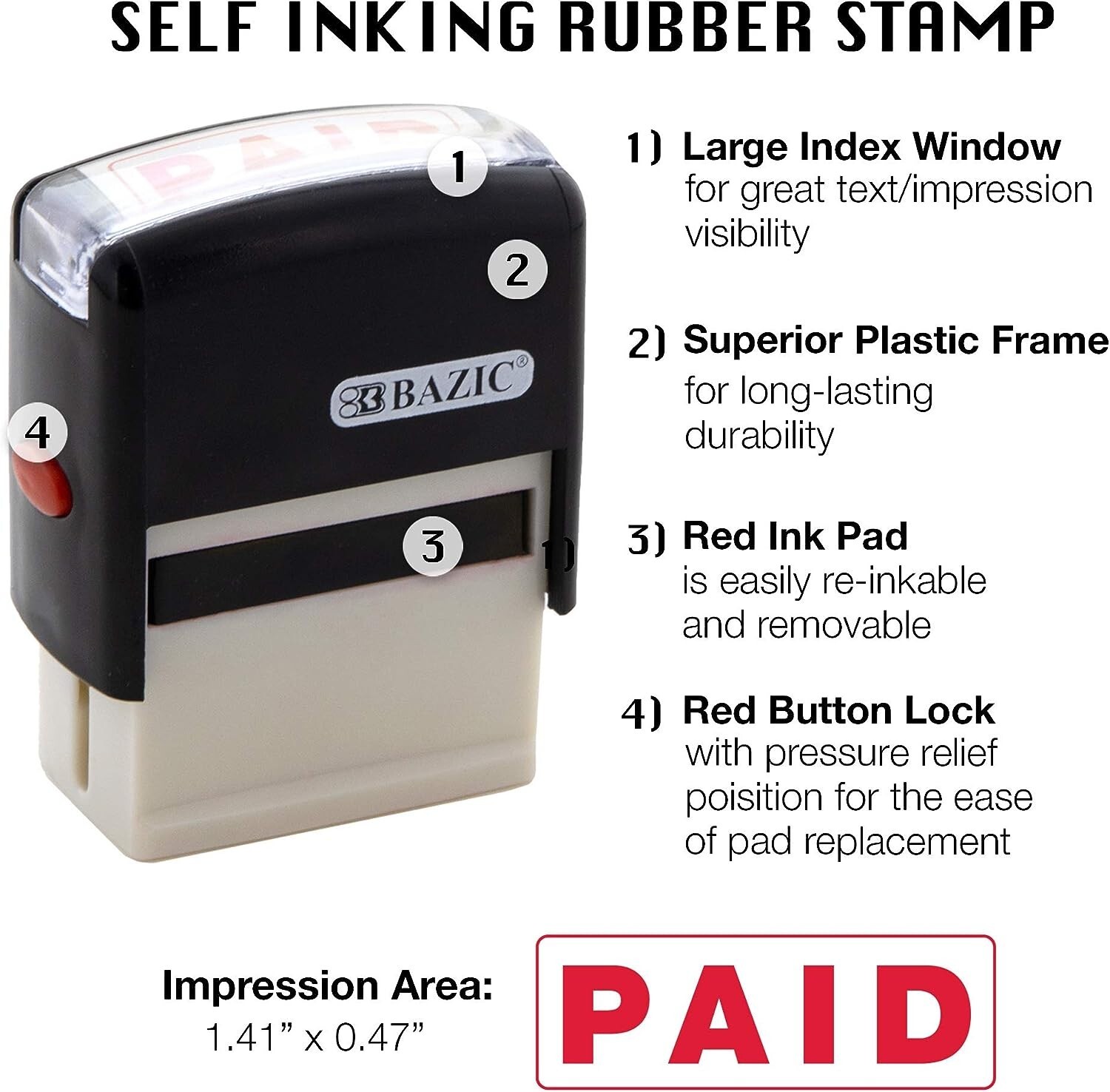 Received Self Inking Rubber Stamp (Red Ink), Stamp Impression Size 1.41" x 0.47"