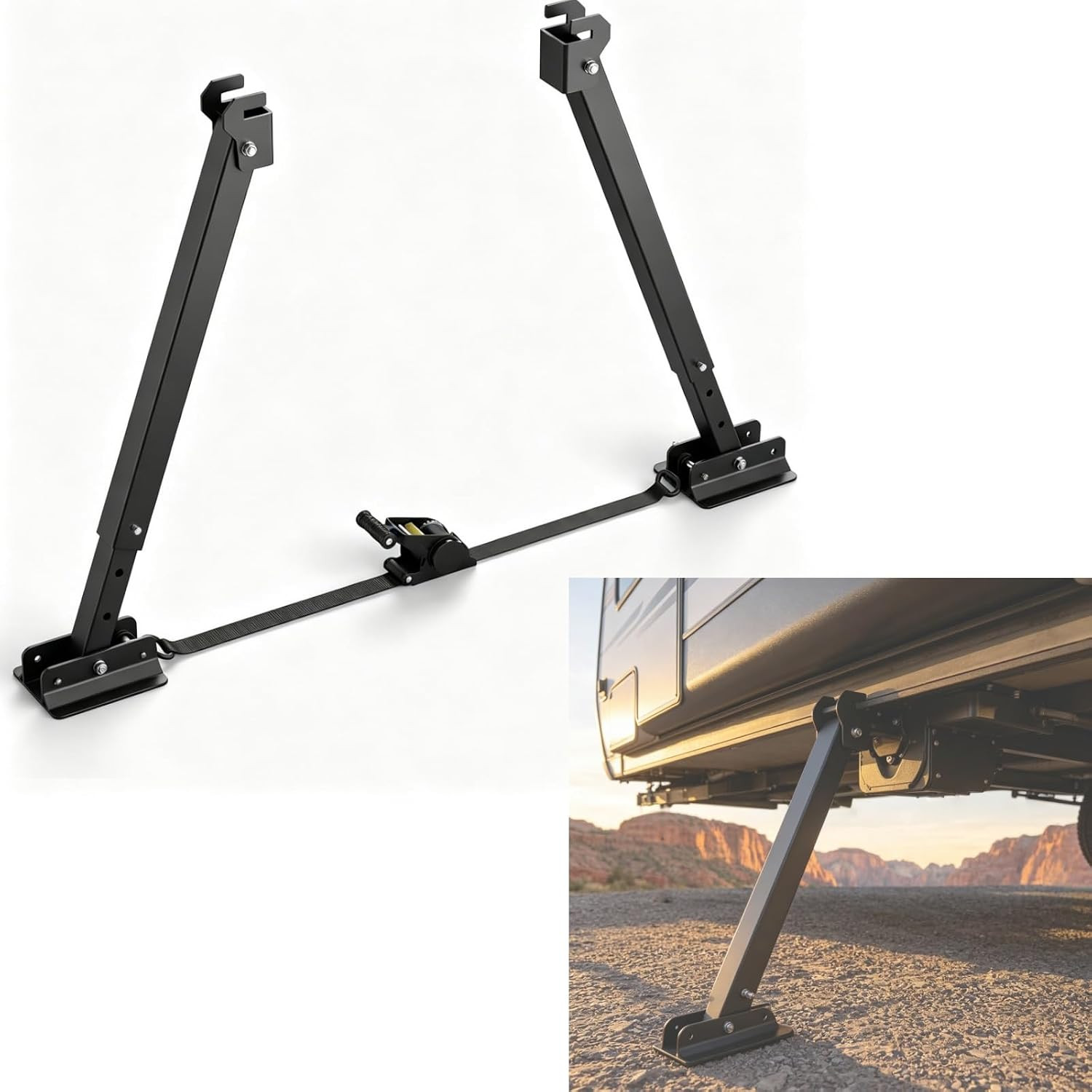 Adjustable RV Anti-Wobble Stabilizer, Heavy Duty Aluminum I-Beam Stabilizer