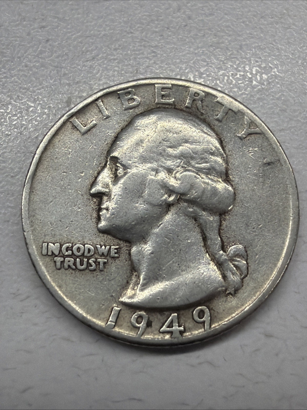 1949 WASHINGTON QUARTER GOOD DATE Actual Coin NICE Details Fine Addition