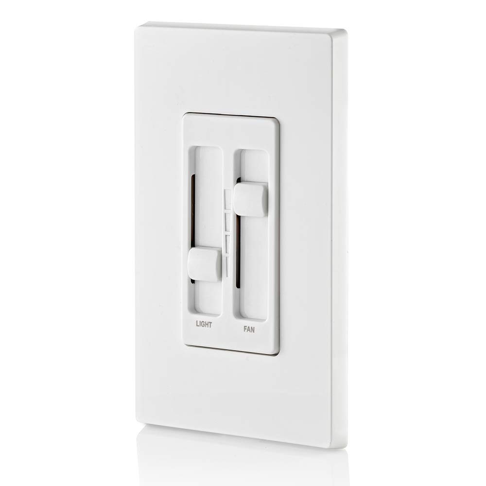 Convenient Dual Control Fan & Light Dimmer Switch - White, 150W LED Rated