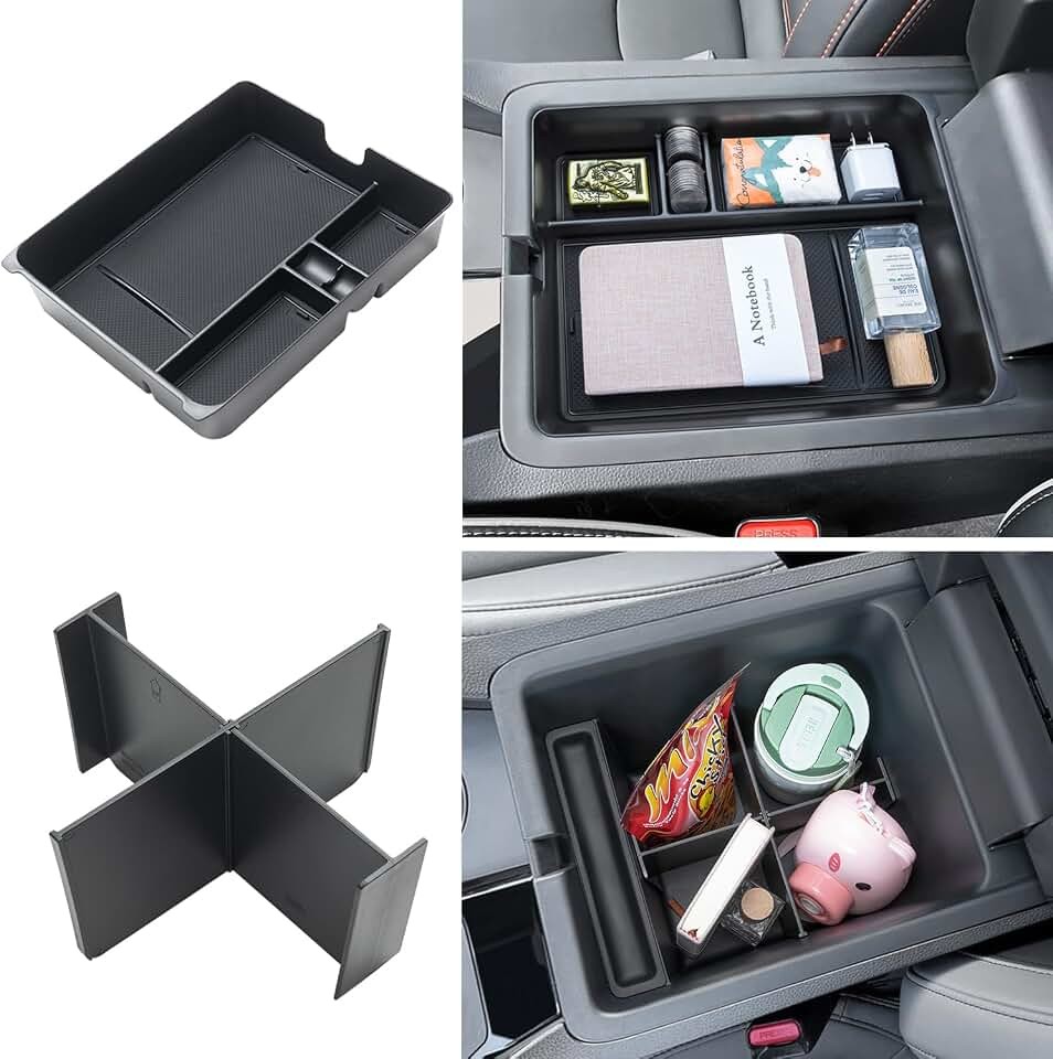 PIMCAR 2-Piece Center Console Organizer & Armrest Divider Set for 2023-2026