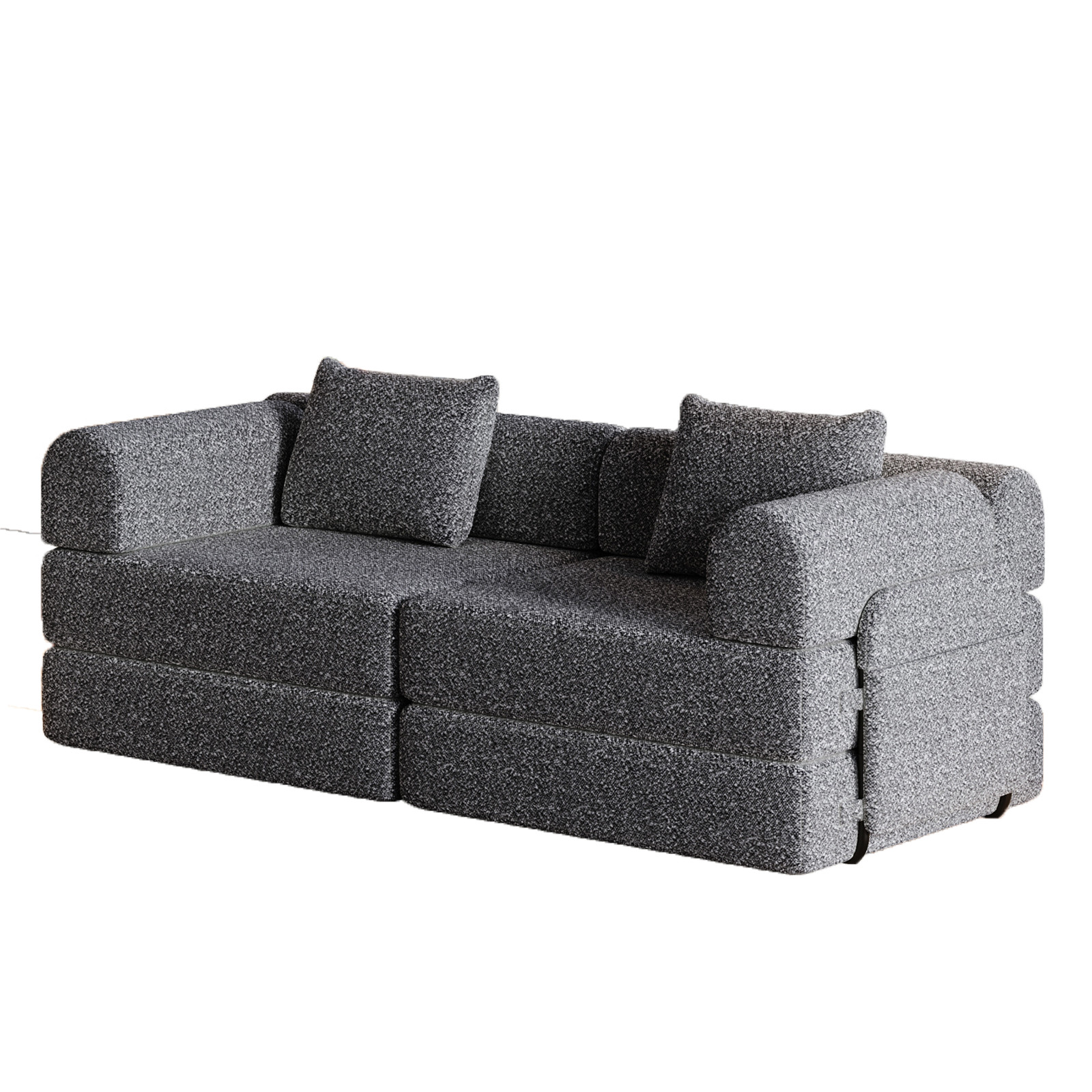 72in foldable Chenier sofa, equipped two side storage bags and two cushions Grey