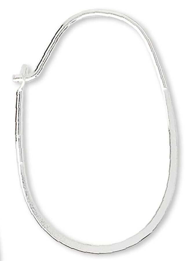 Ear Wire, 5 Pair Sterling Silver 21 Gauge 21mm Flat Wire Oval Ear Wires Earrings
