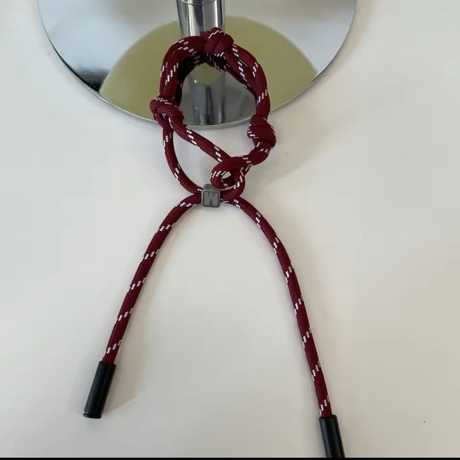 Handmade Cherry Red Nylon Rope Bracelet - Braided Wristlet & Bag Charm Accessory