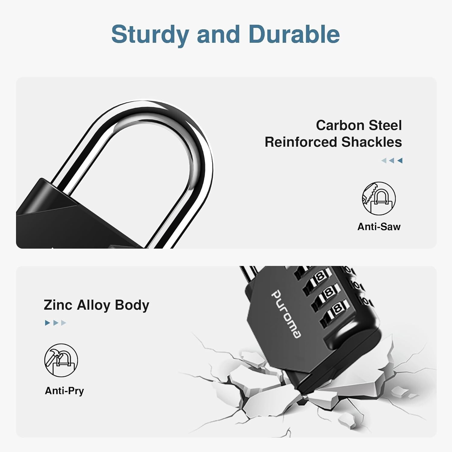 Compact 10 Pack Combination Padlocks - Keyless, Waterproof for Gates & Lockers
