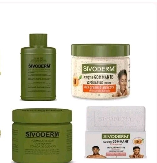 1×SIVODERM Set of 4 Pomade Powder,Exfoliating Soap 120g Cream, Apricot Kernels