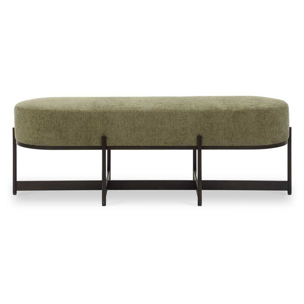MERINO MODERN BENCH XXL 57" IRON BASE MOSS TONE SEAT UTTERMOST 23924