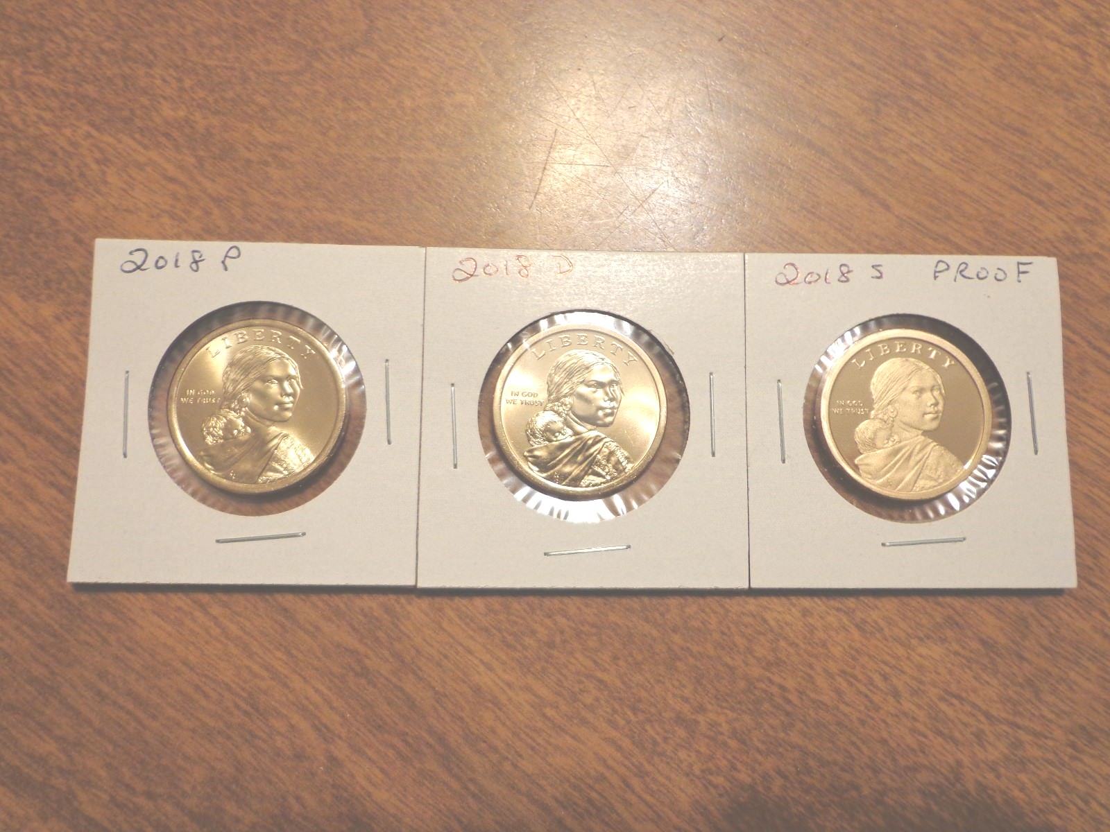 2018 P D S Sacagawea Dollar Proof Native American 3 Coin Set Lot PDS