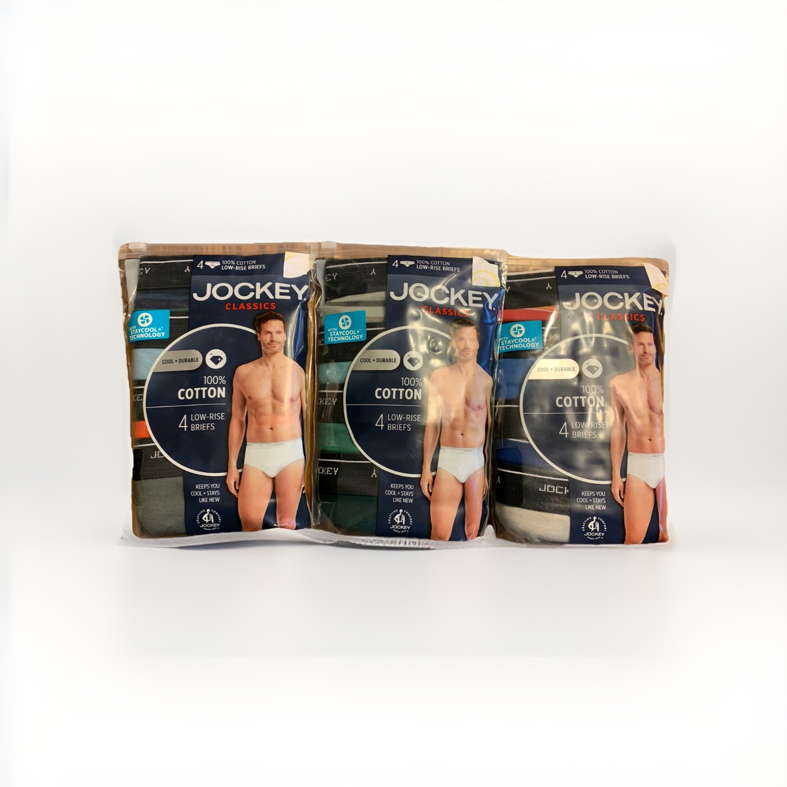JOCKEY Mens (4 PK) Classic Low Rise Cotton BRIEFS (3 Colors)  32  34  #9966 NIP