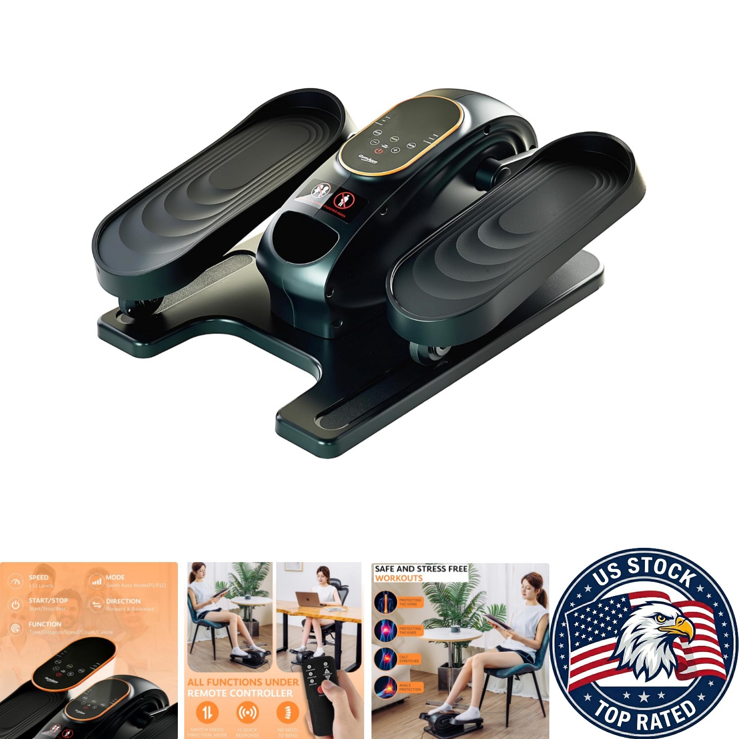 Under Desk Elliptical Exercise Machine with Remote - 12 Speeds for Seniors