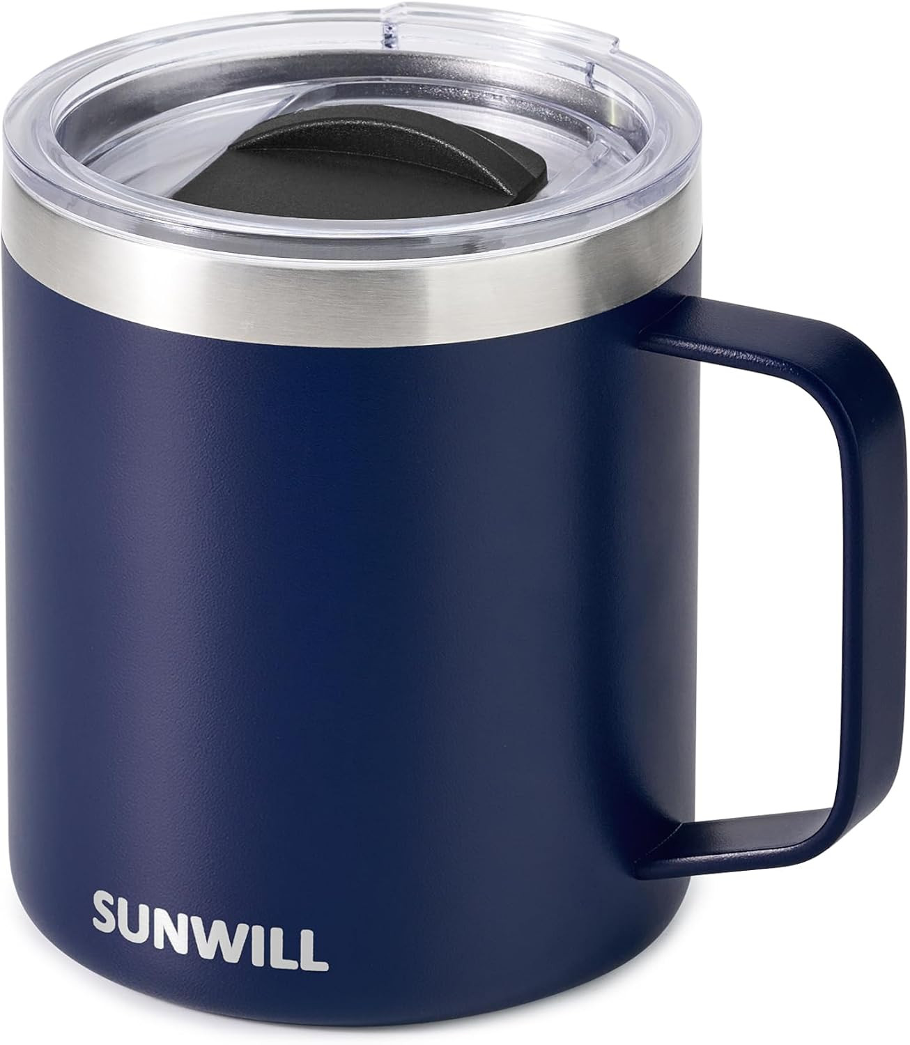 SUNWILL Insulated Coffee Mug with Lid, Travel Tumbler with Handle, 14Oz Stainles