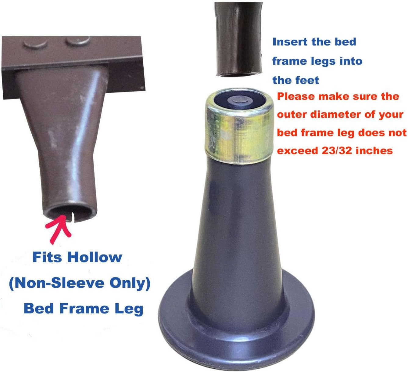6PCS Reinforced Replacement Bed Frame Feet to Replace Wheels. Easy to Install, P