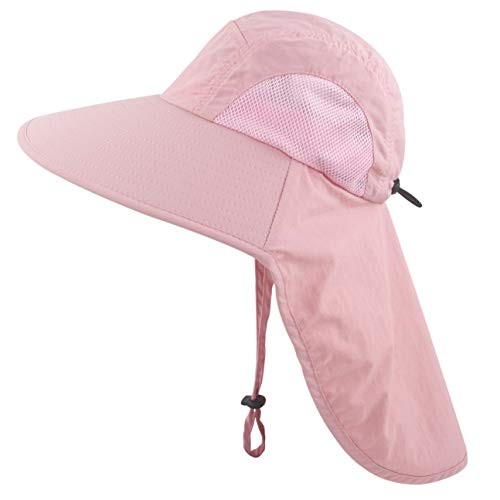 Kids Girls Boys Summer Sun Hat UV Protection UPF50+ Hats Mesh Bucket Cap Pink