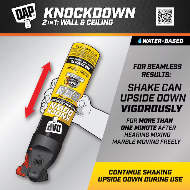 DAP Spray Texture Knockdown Water Based 2n1 Wall & Ceiling Texture Spray, 25 Oz
