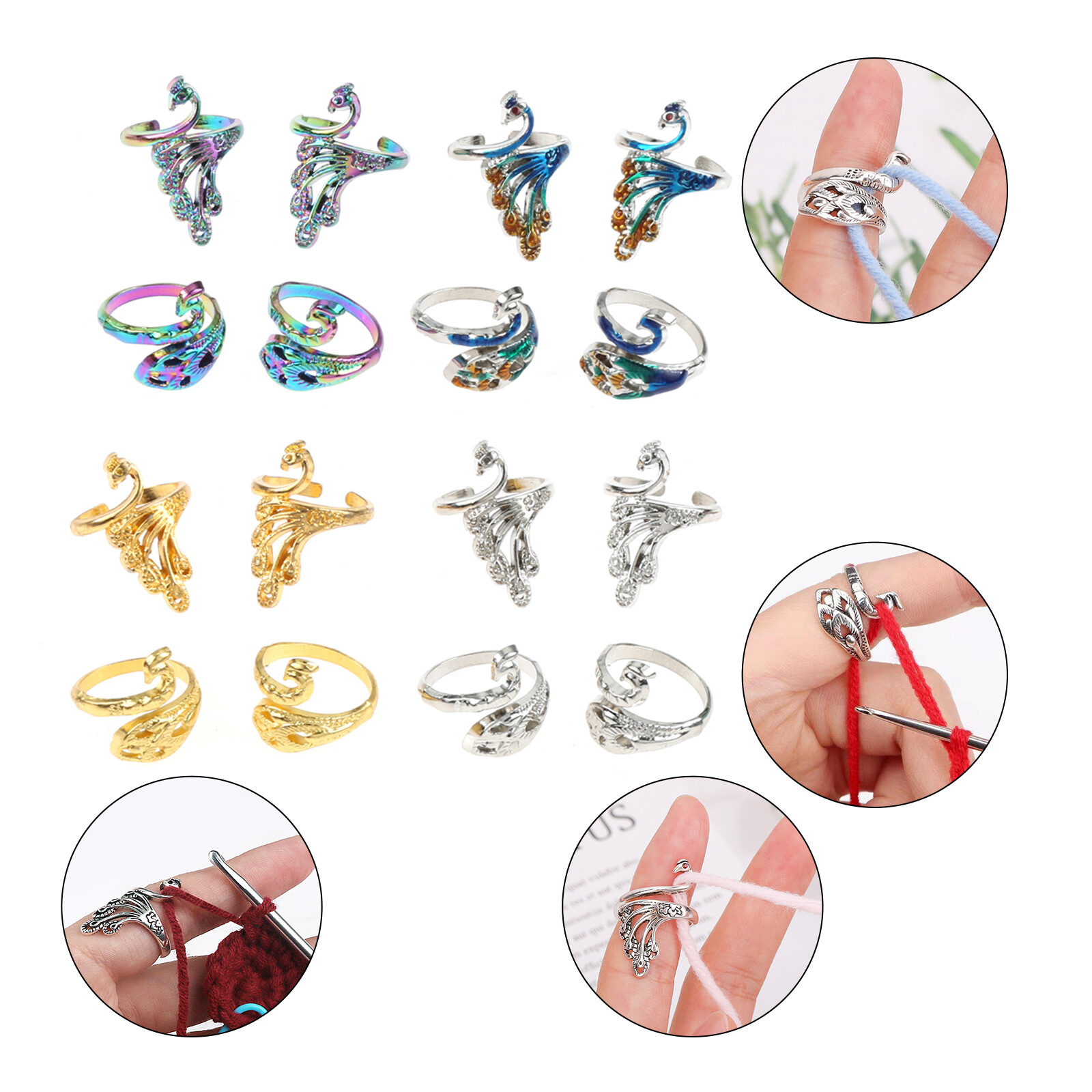 2pc Yarn Guide Rings Thimble Knitted Crochet Adjustable Tension Ring Sewing Tool