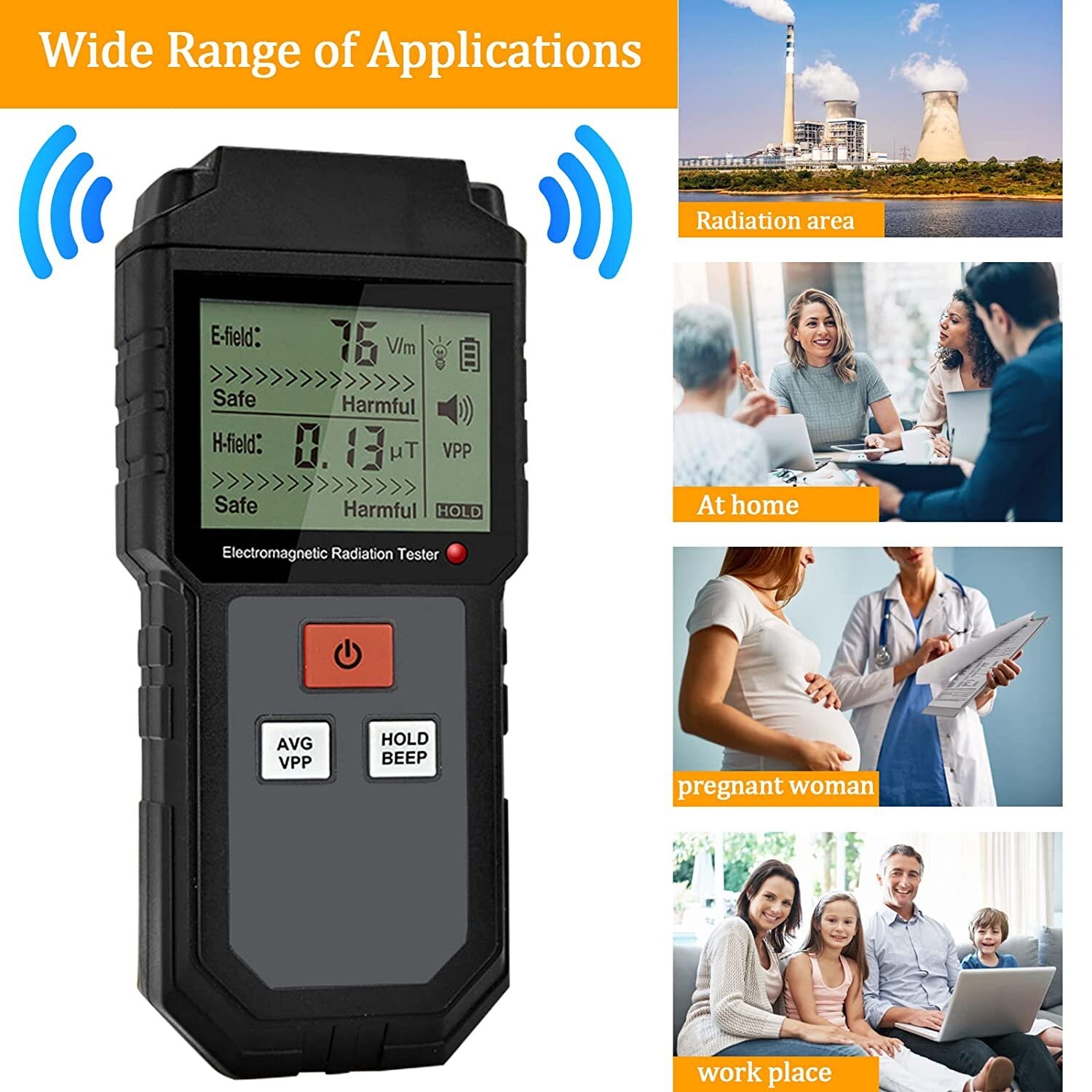 Emf Meters，geiger Counter, LCD Electromagnetic Radiation Detector, Handheld Port
