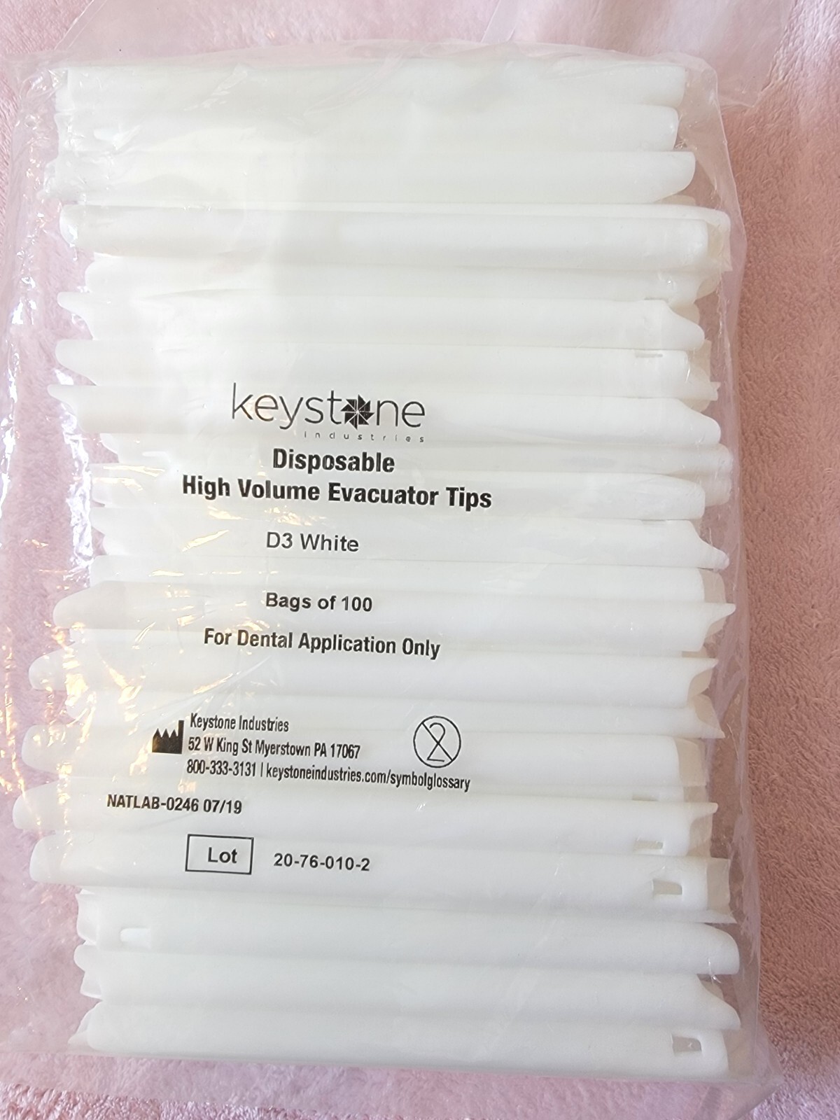 Dental Oral Evacuator VentedTips Fit all Vacuum Lines 100 Case Keystone D3 White