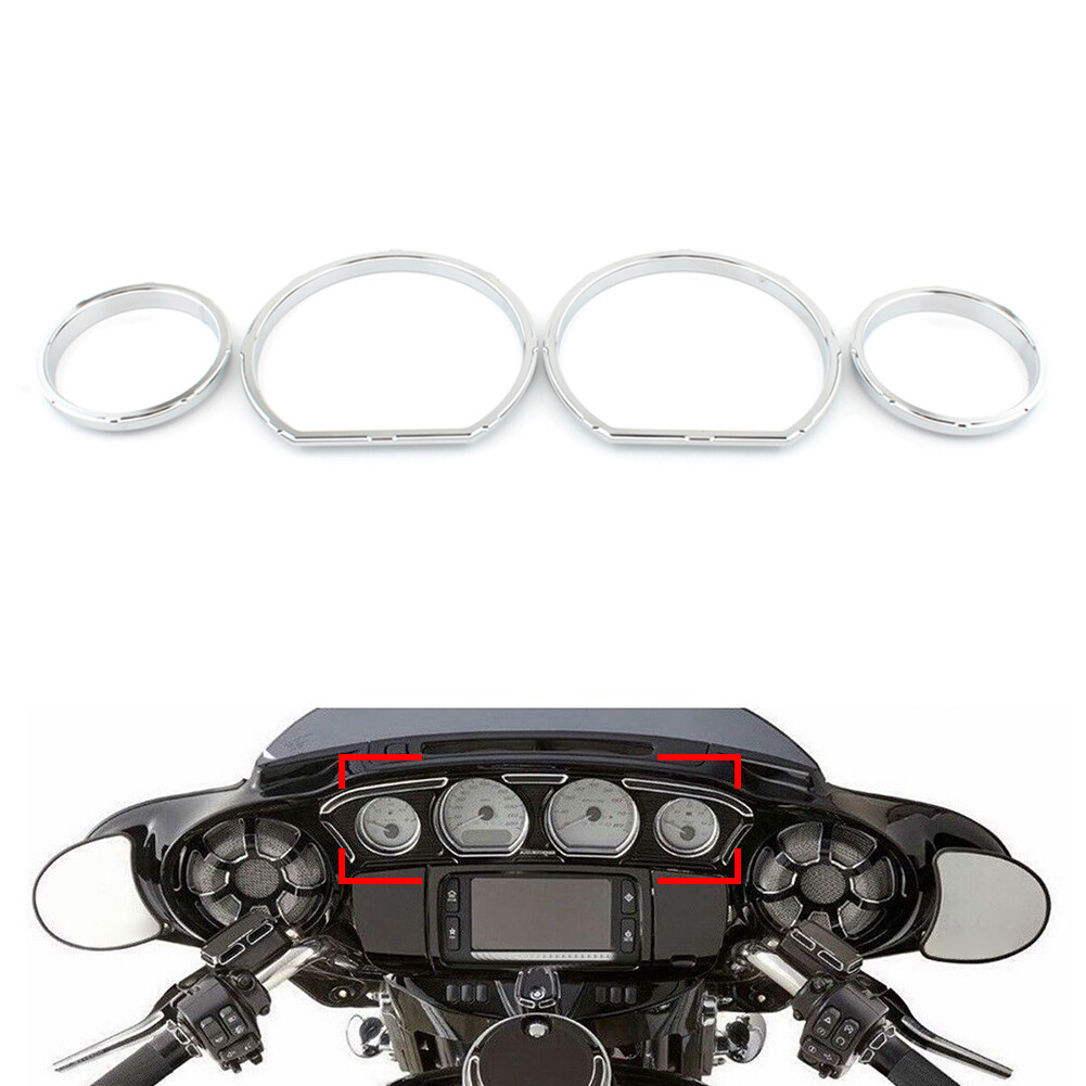 Instrument Board Gauge Bezel Kit Fit Harley Touring Electra Street Glide Chrome