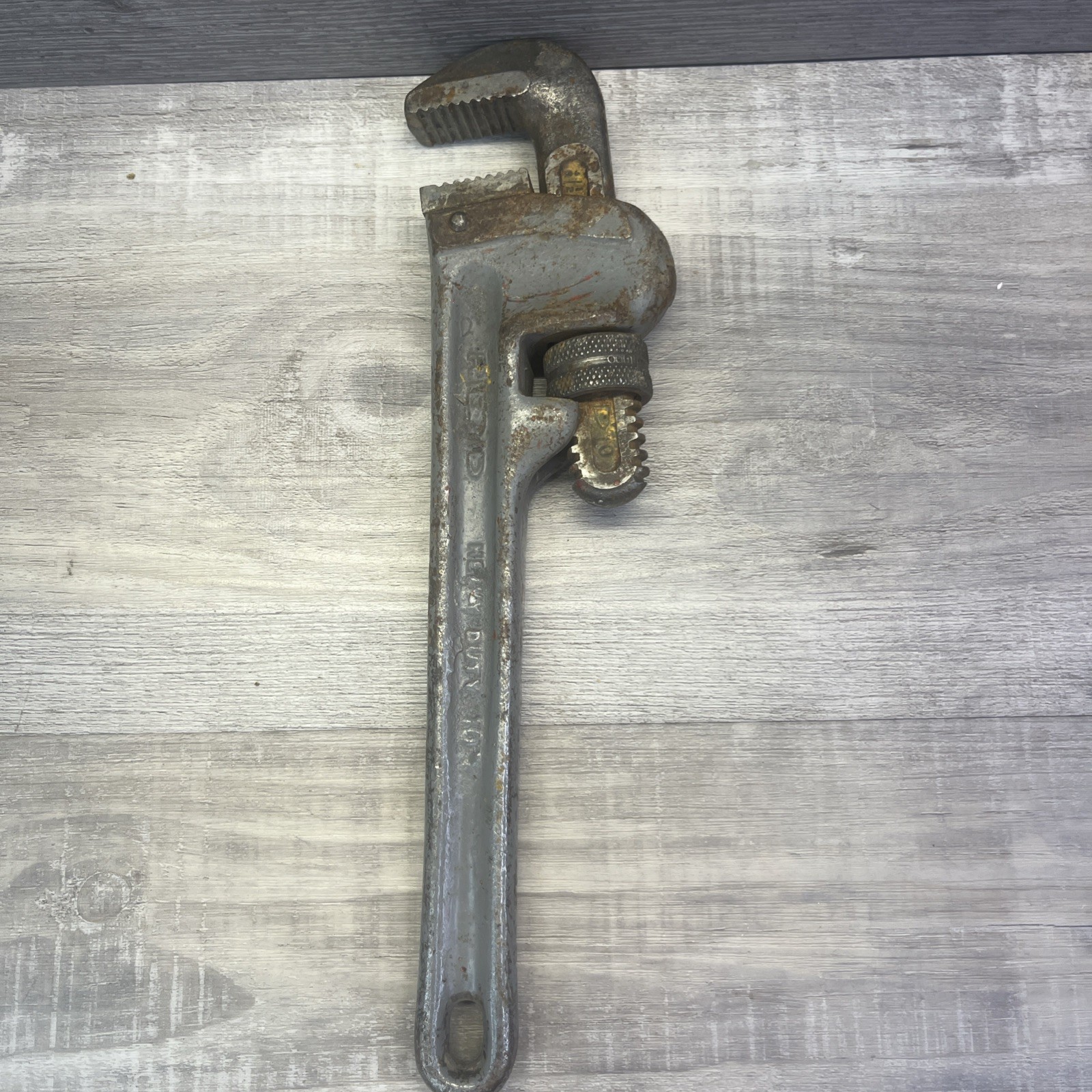 Rigid heavy duty 10 inch steel pipe wrench used good condition