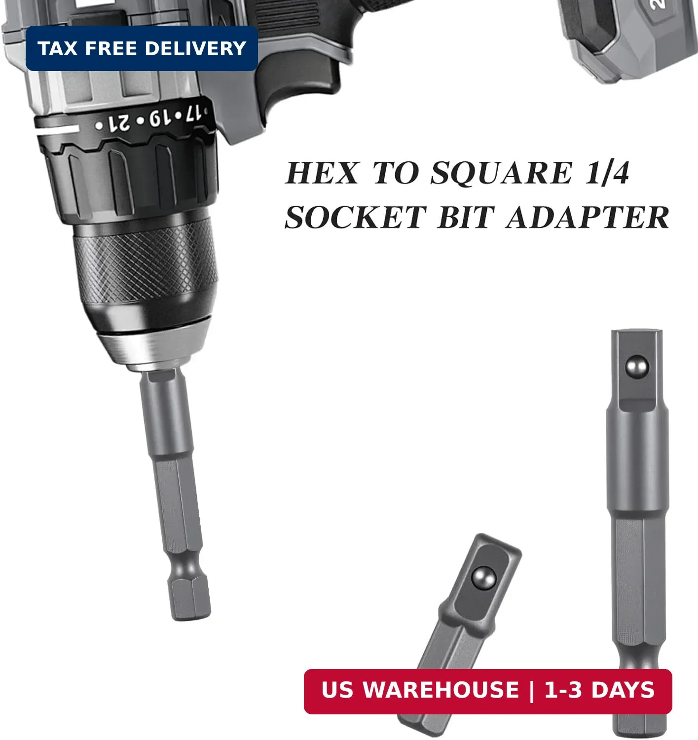 8 PCS 1/4 Hex to 1/4 Square Socket Adapter, Drill Socket Adapter Square Sockets