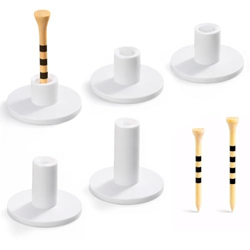 51/45/6 Pcs Rubber Golf Tees for Mats, Golf (White, 5pcs) & 40pcs bamboo tees