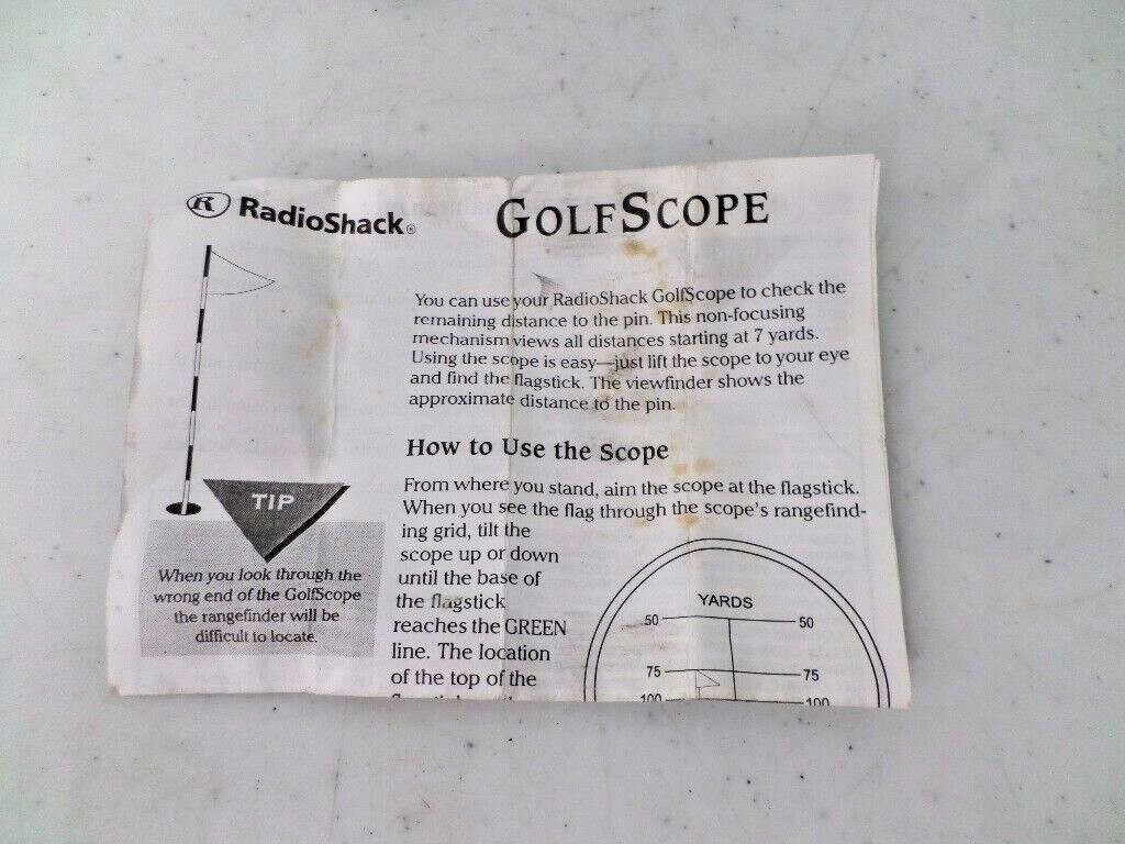 VINTAGE RADIO SHACK GOLFSCOPE RANGEFINDER MONOCULAR 5x20mm w/ CASE INSTRUCTIONS