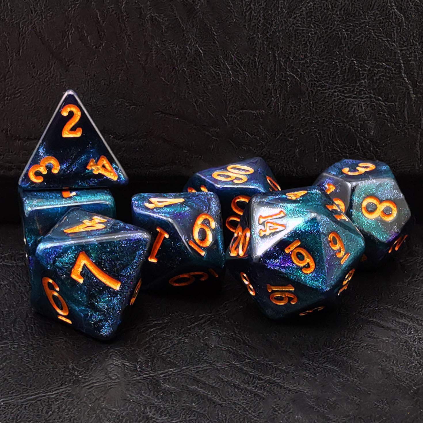 Bescon Starry Night 7-Piece Polyhedral RPG Dice Set, Midnight